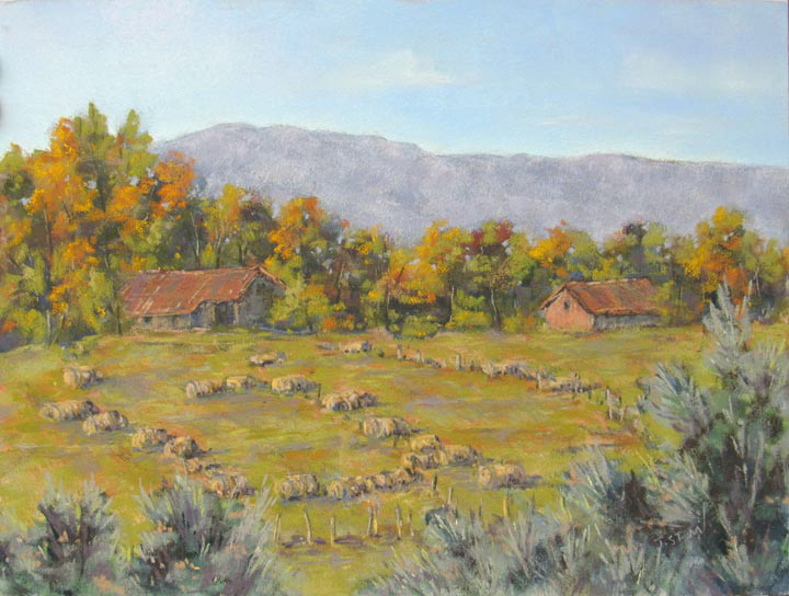 October Hay Bales, Arroyo Seco  9 x 12
