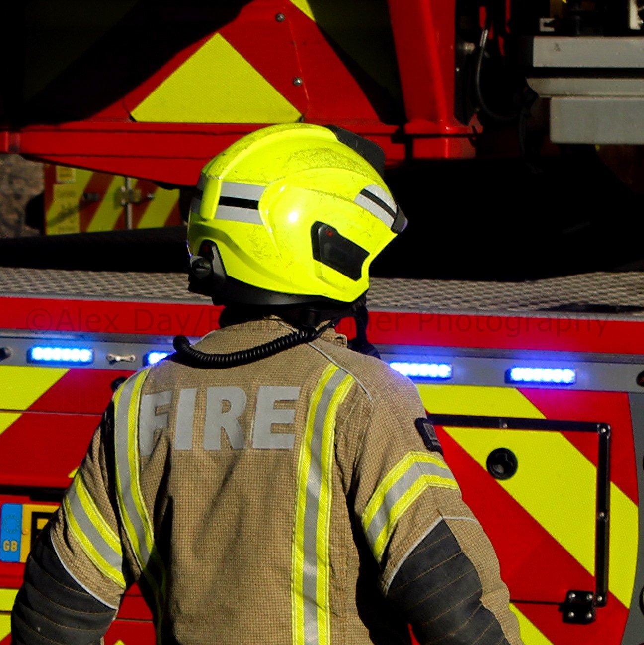 A firefighter at a flat fire in London