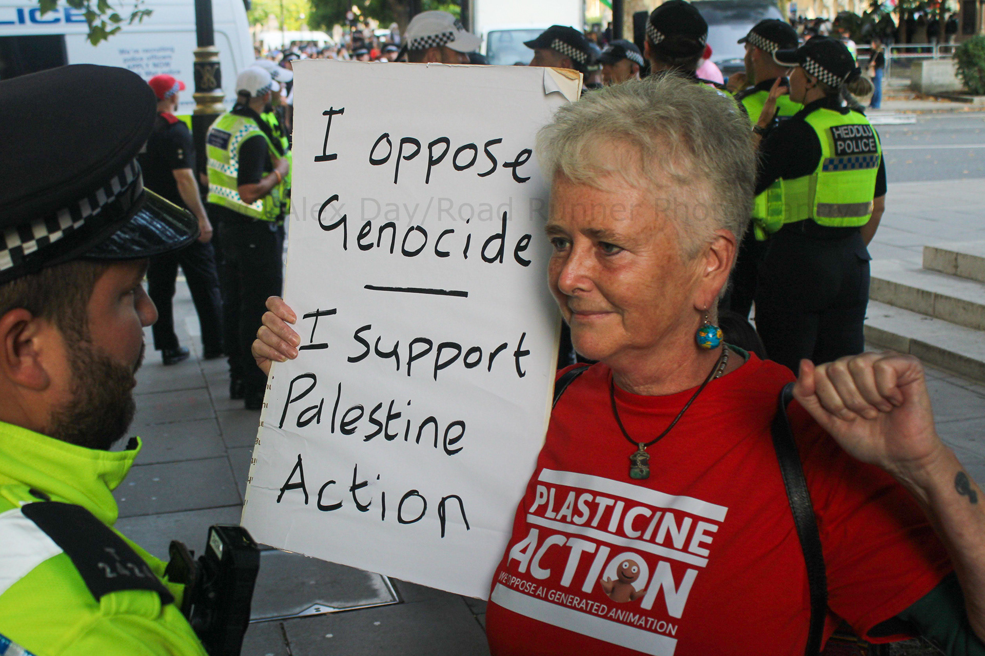 A protester defies the Palestine Action ban