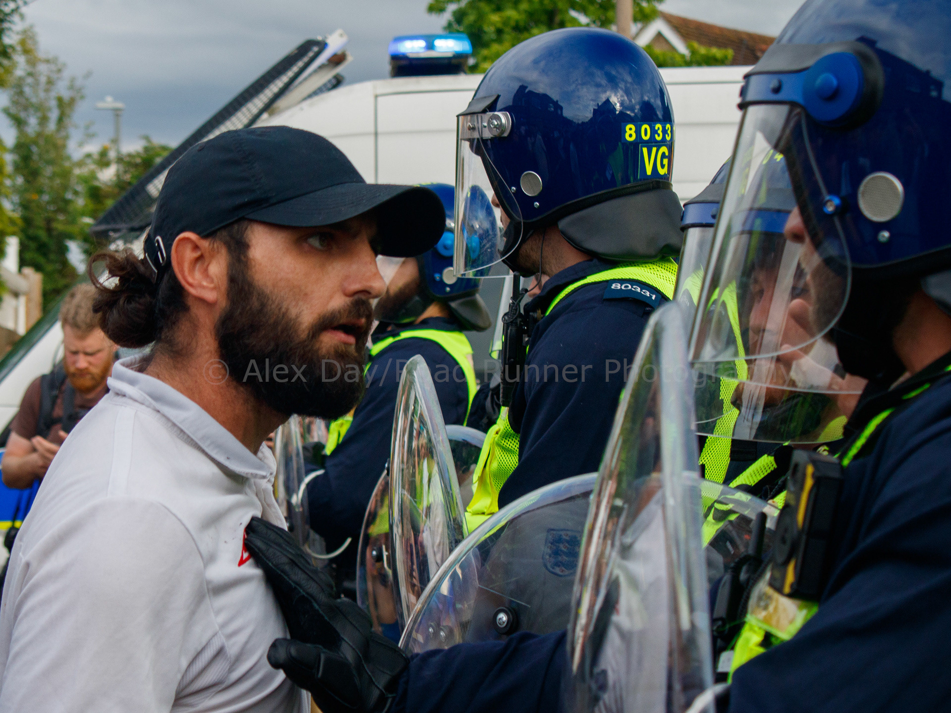 Protesters and police face off in Epping