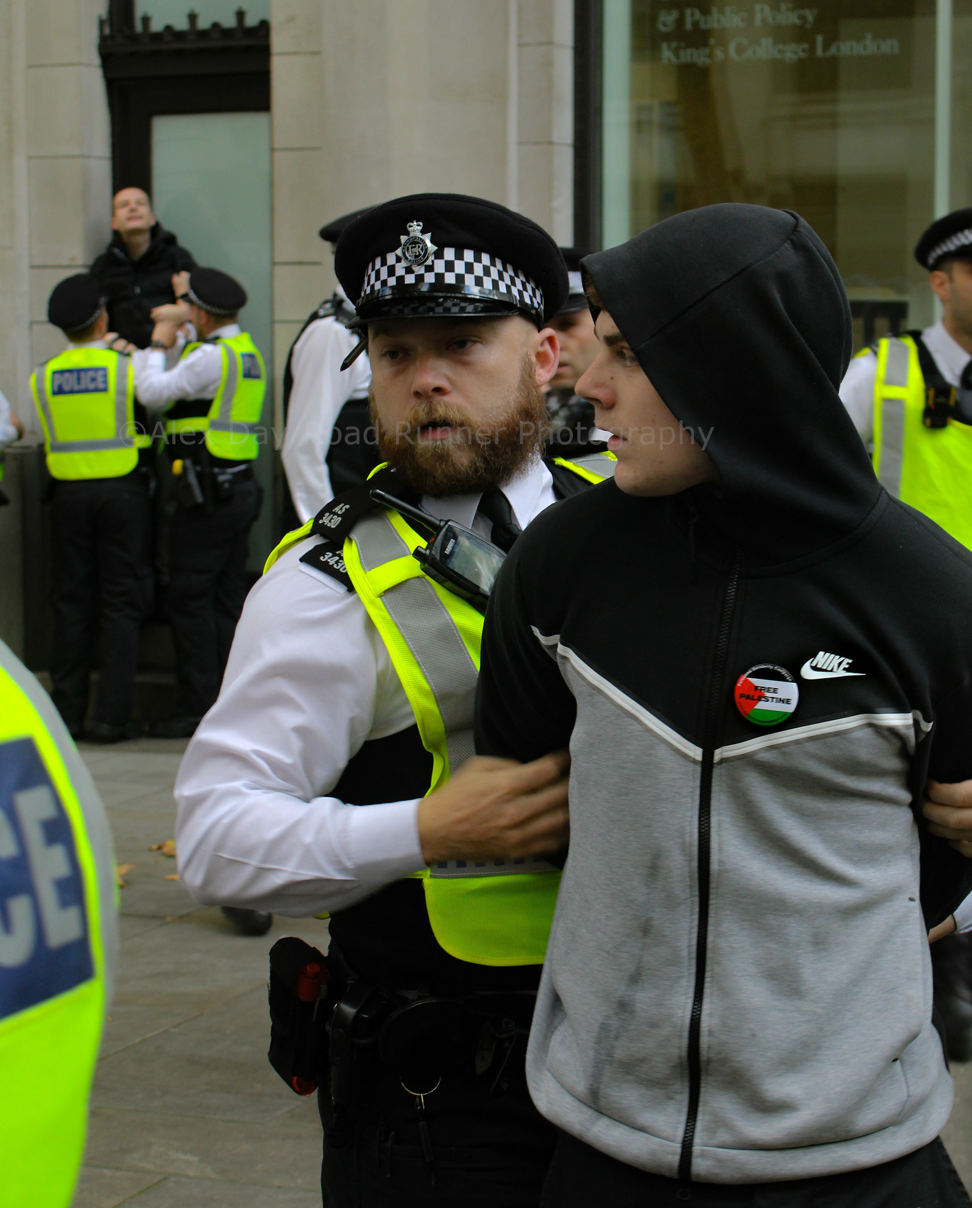 Protesters getting arrested at a Palestine protest