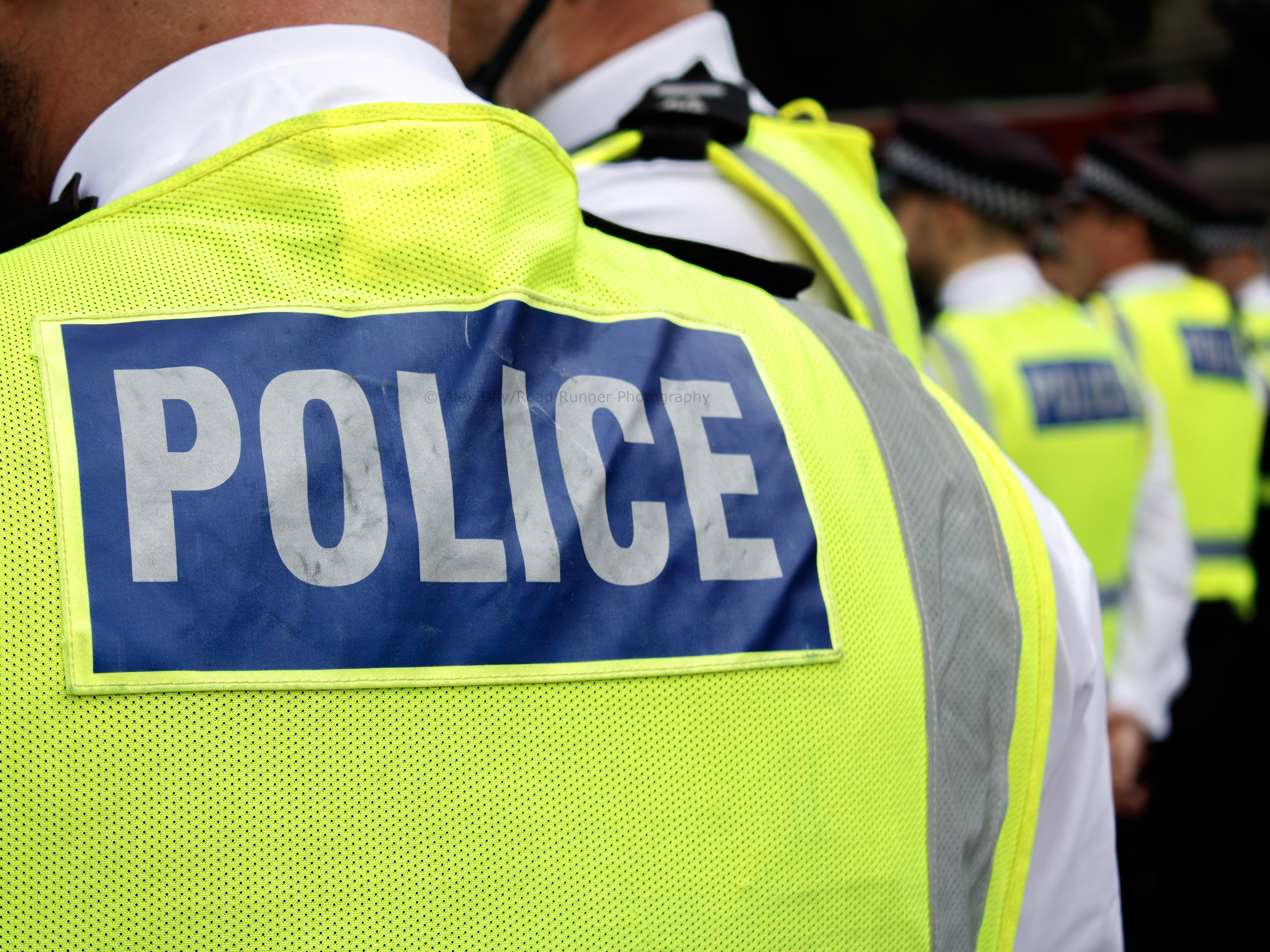 Police at a protest in support of Palestine Action