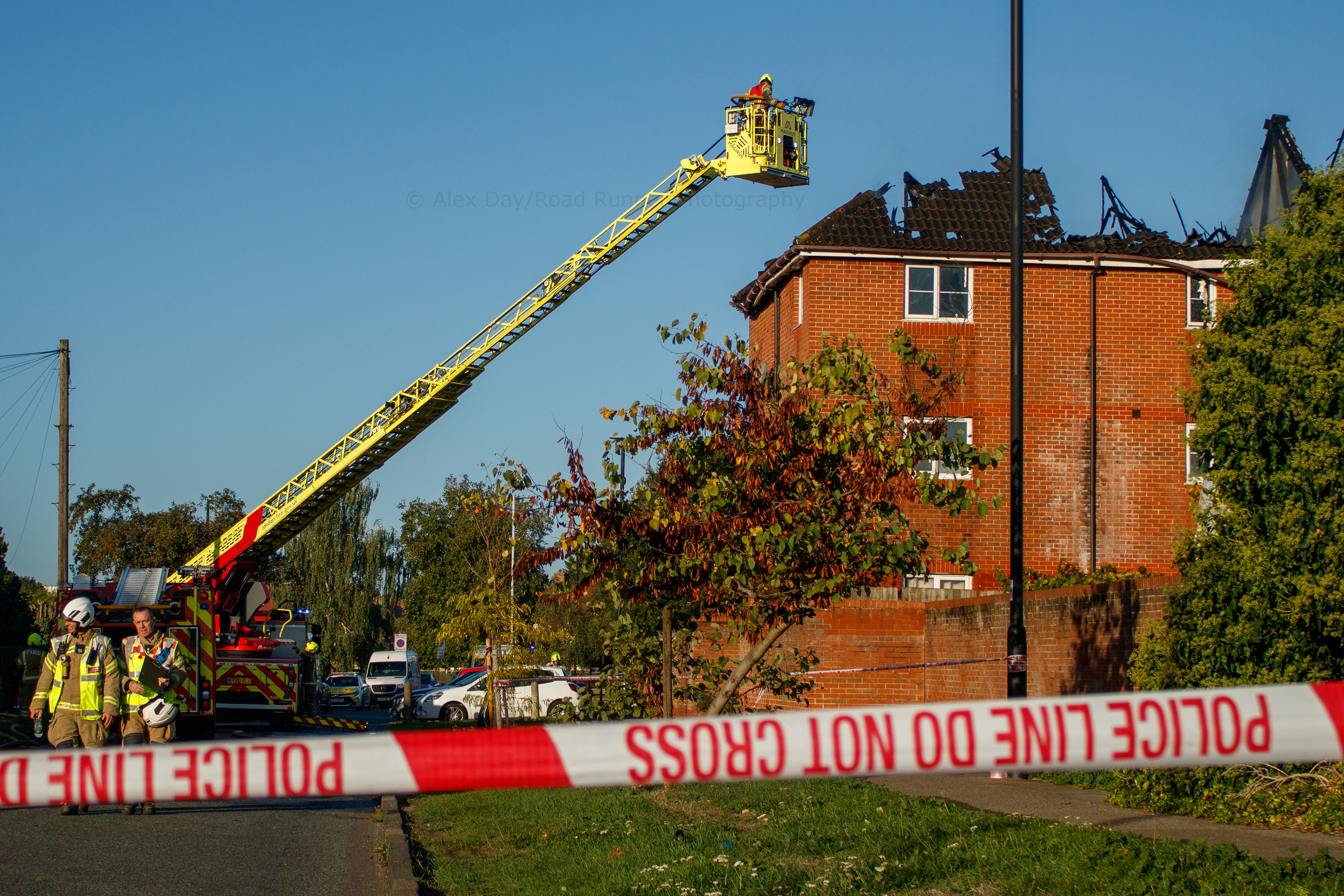 Firefighters attend a 10 pump fire in Enfield
