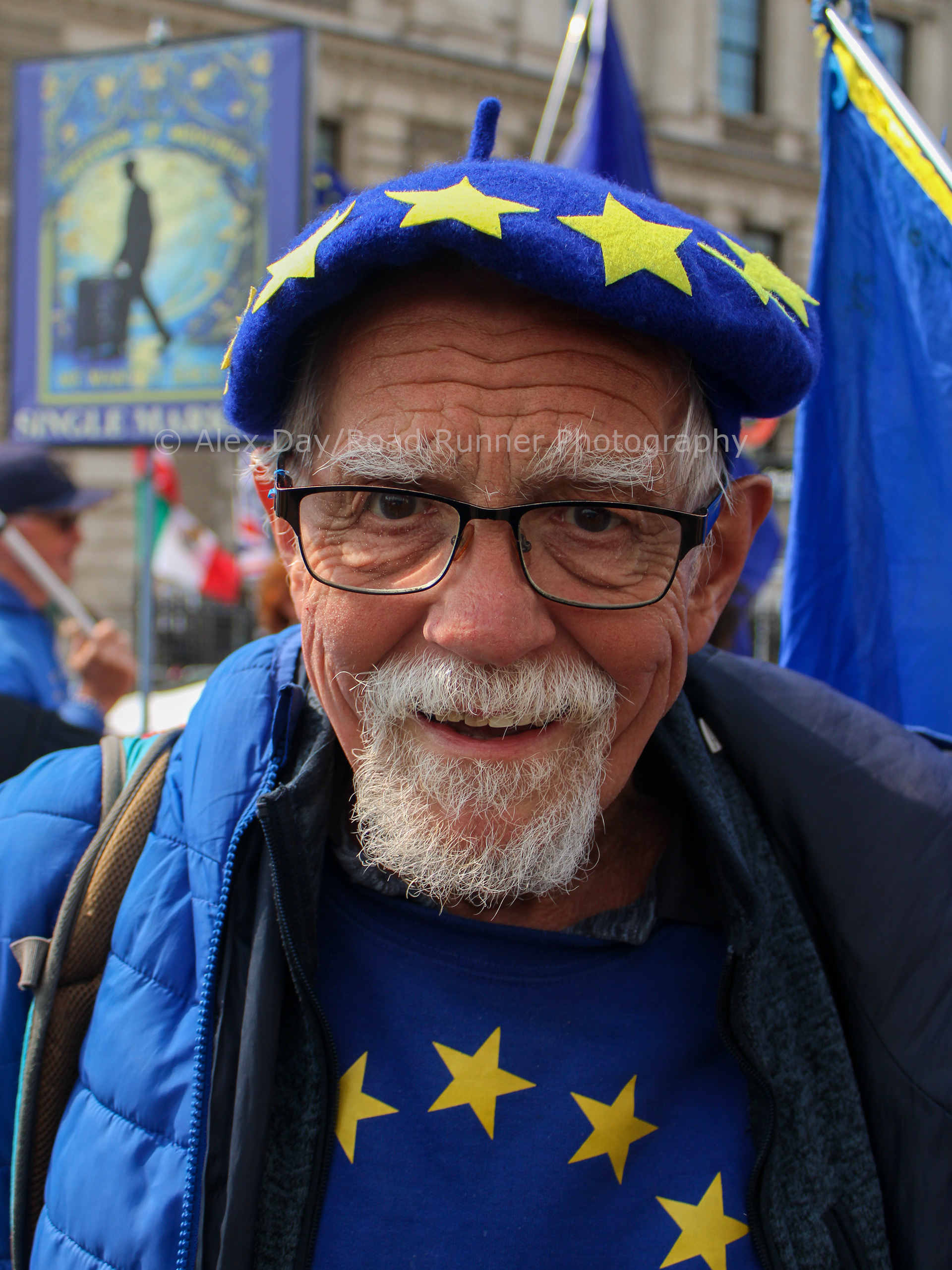 A Brexit protester in Westminster