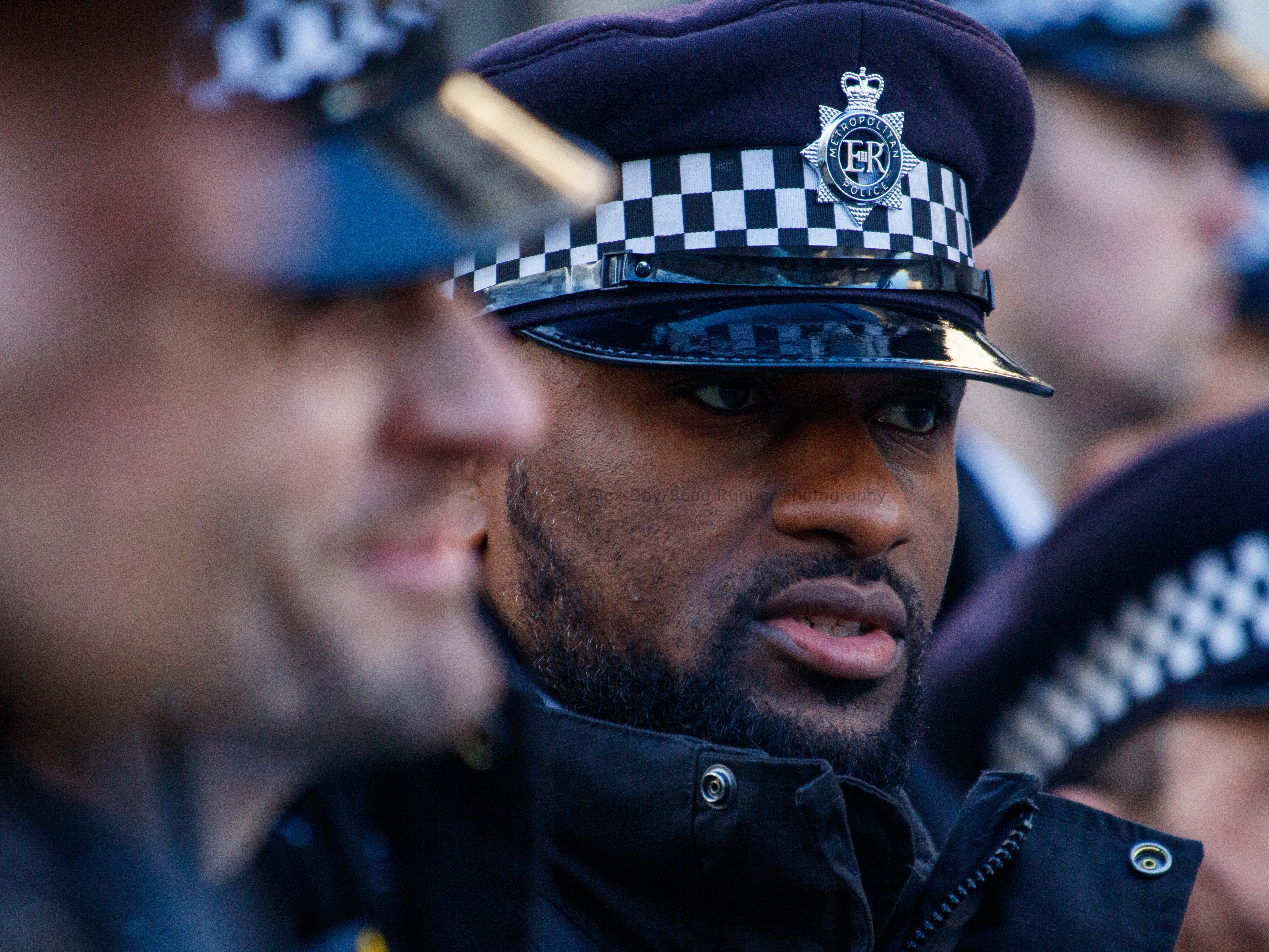 Police at a protest in London