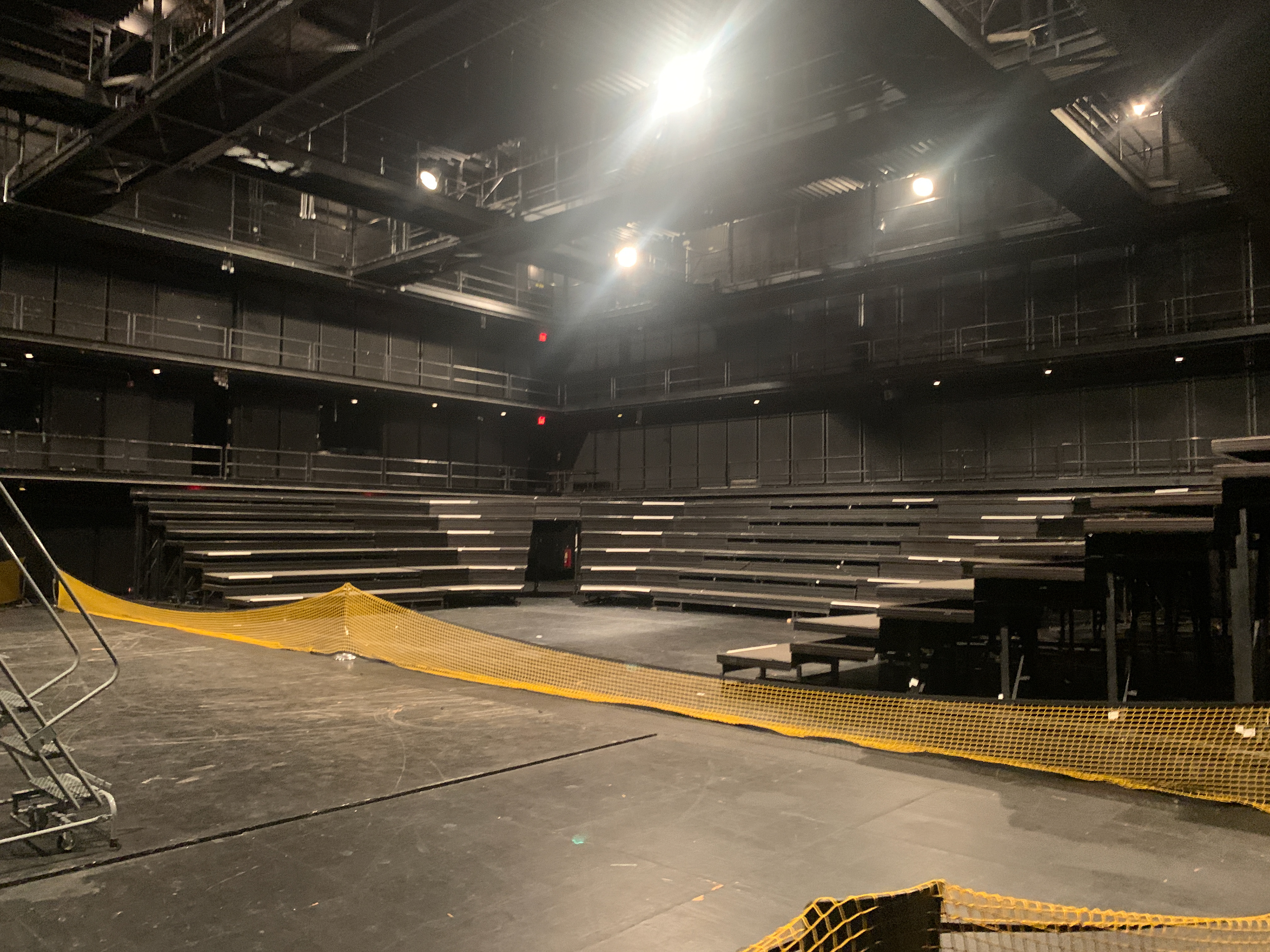 Installation of the seating risers.