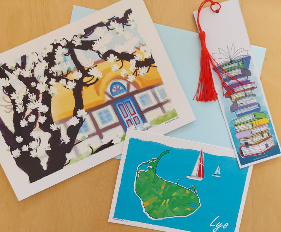 Skriveværkstedet: Bookmark and postcards