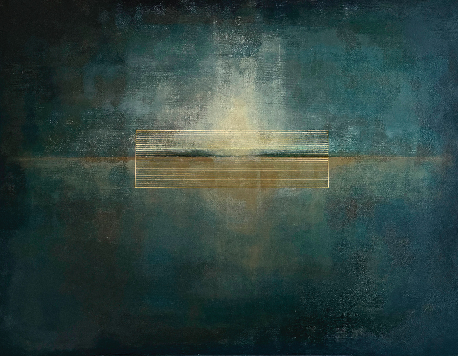“Une peinture d’abstraction construite, entre structure et vibration.”