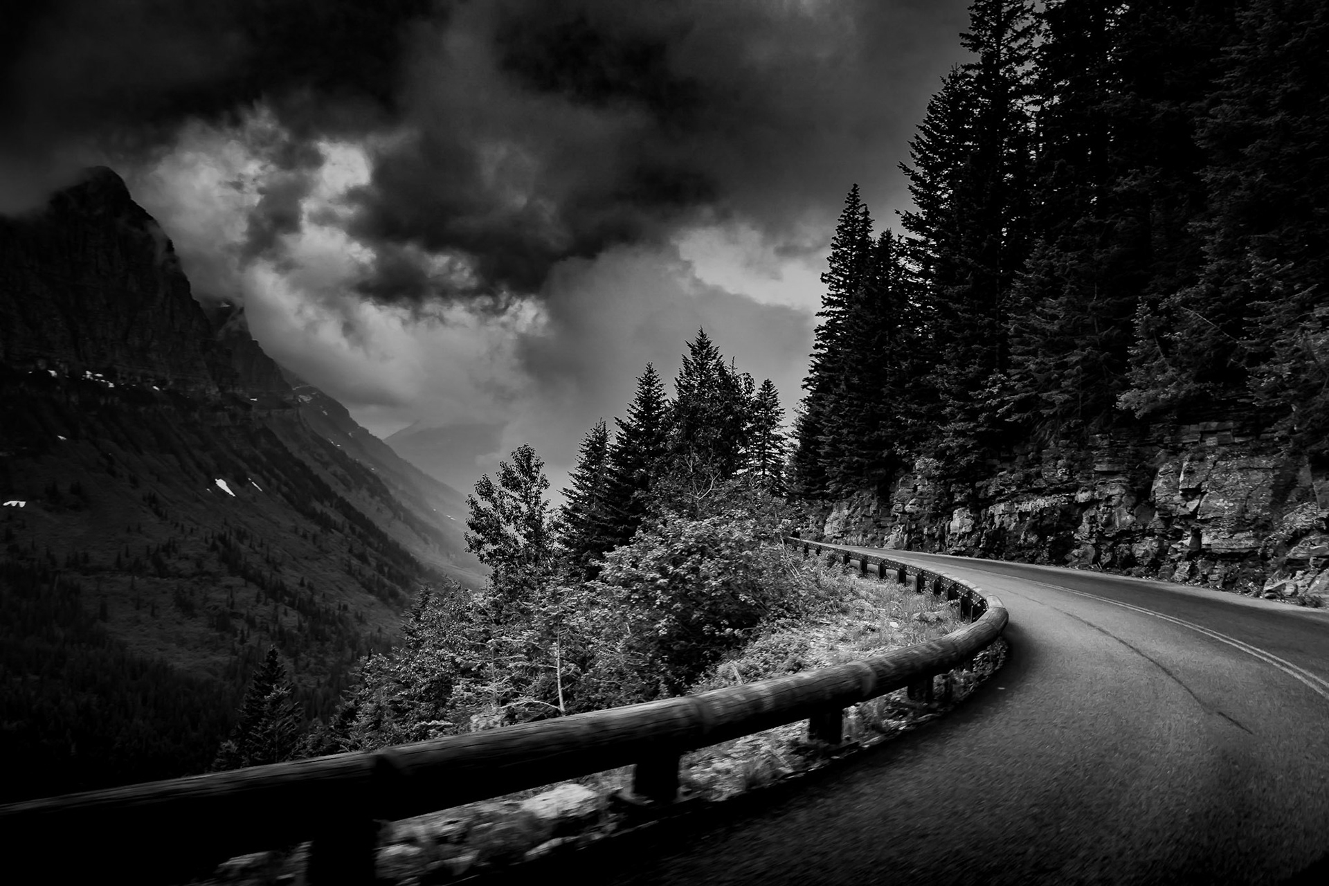 Black and white landscape: Glacier National Park