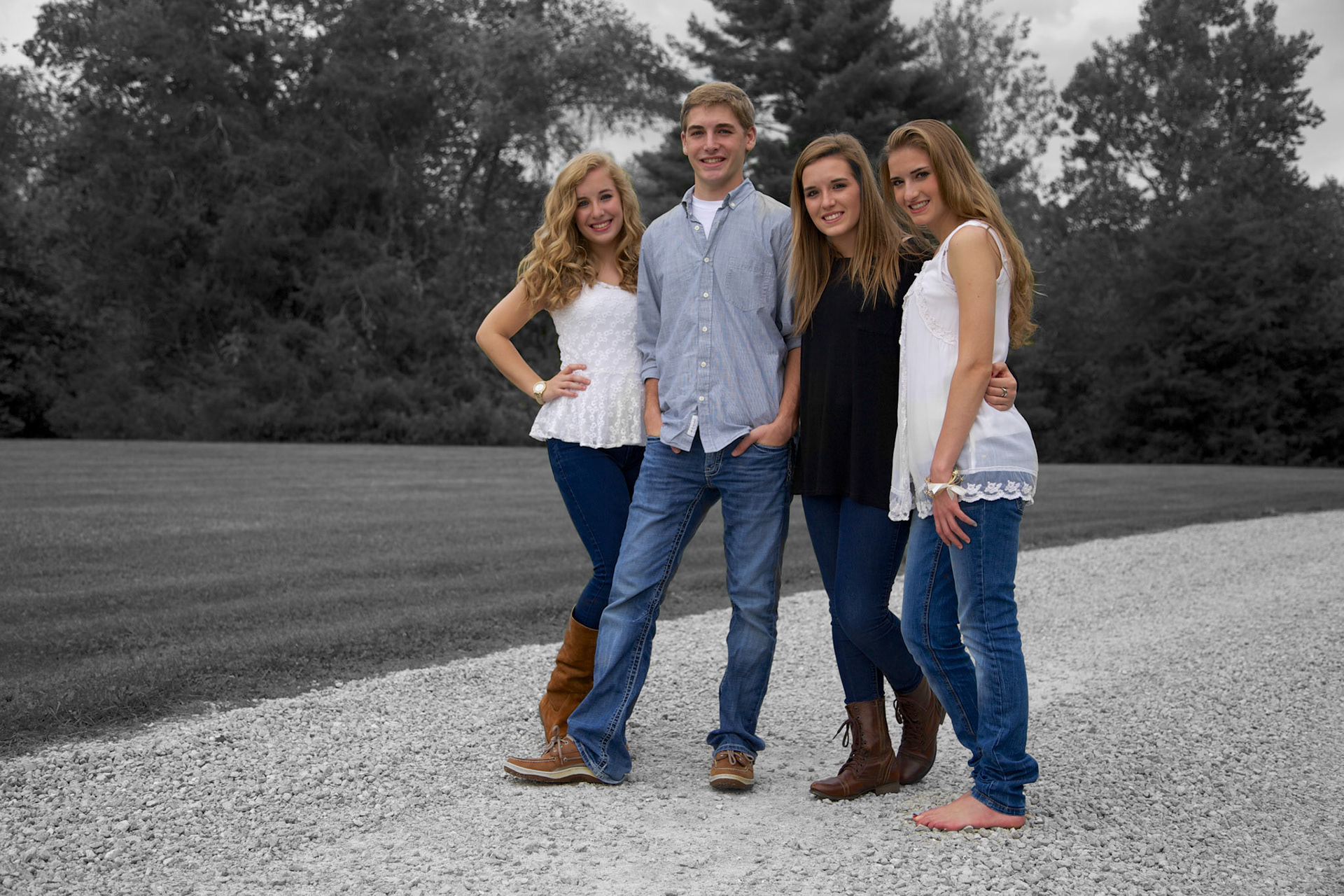 Four siblings senior portrait