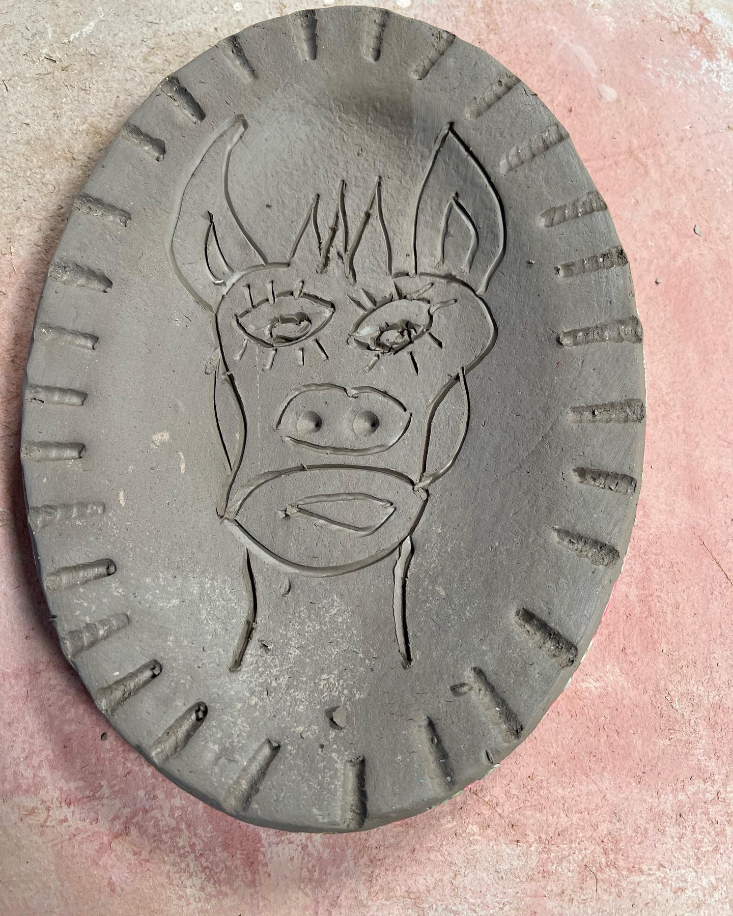 Bobby on a ceramic plate by Juan Escobedo