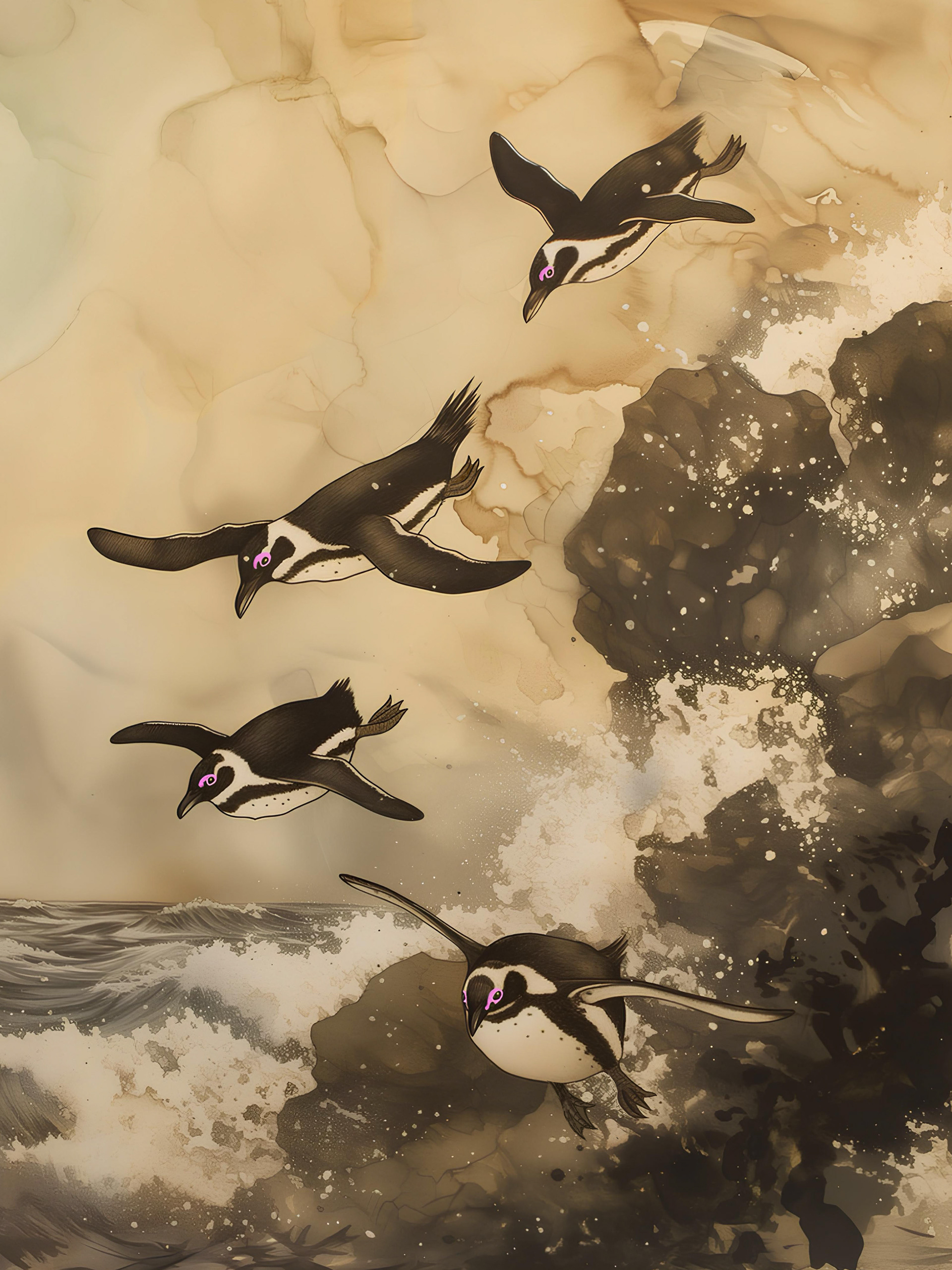 Leap into the Sea - African Penguins