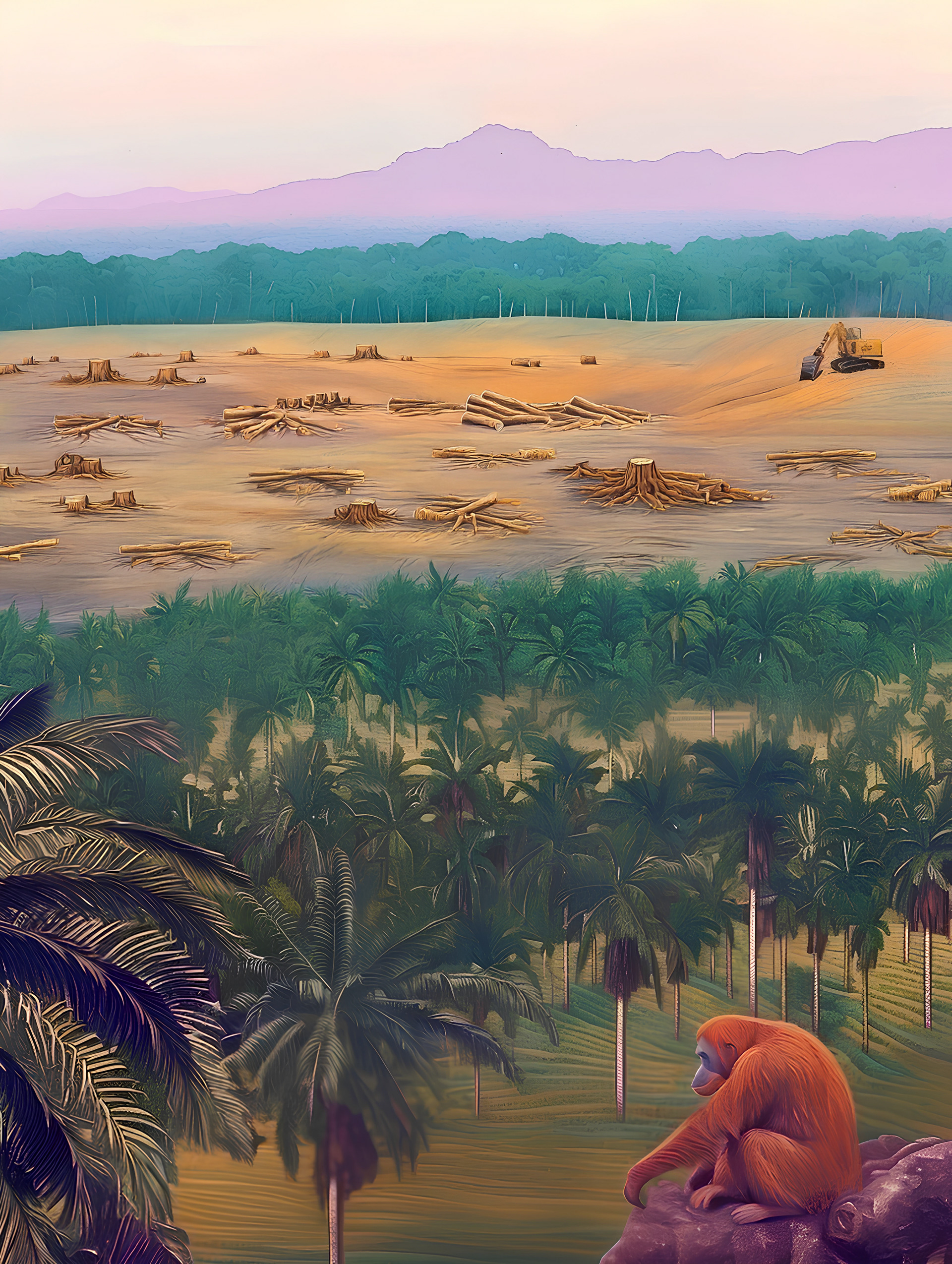 Orangutan at the Oil Palm Plantation