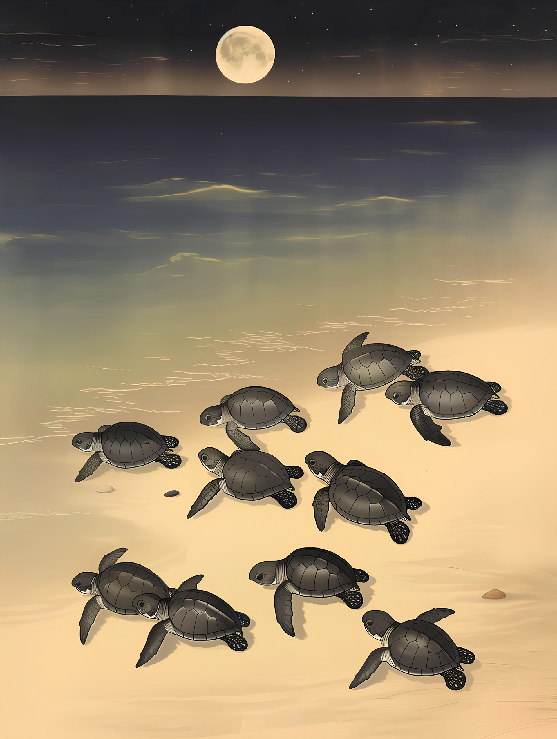 Baby Sea Turtles Heading to the Sea