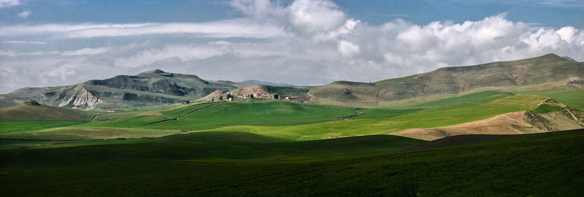 panorama of green hills at Tudia, Sicily, Italy