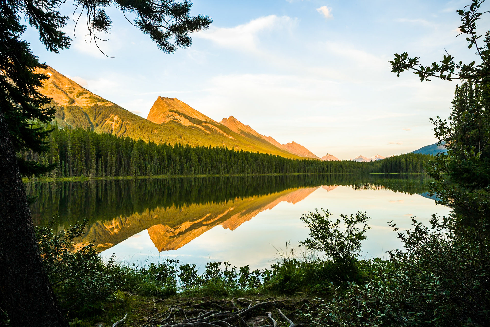 Sunset at Honeymoon Lake, Jasper Nat'l Park, Alberta, CA