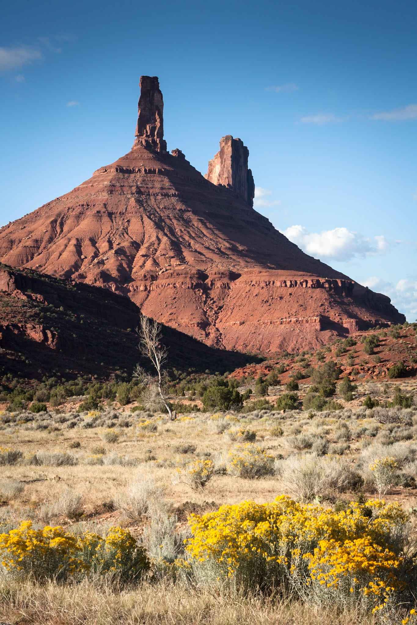 Castle Rock and Priest &amp; Nuns Mesa at La Sal Mountain Loop near Moab, UT, USA