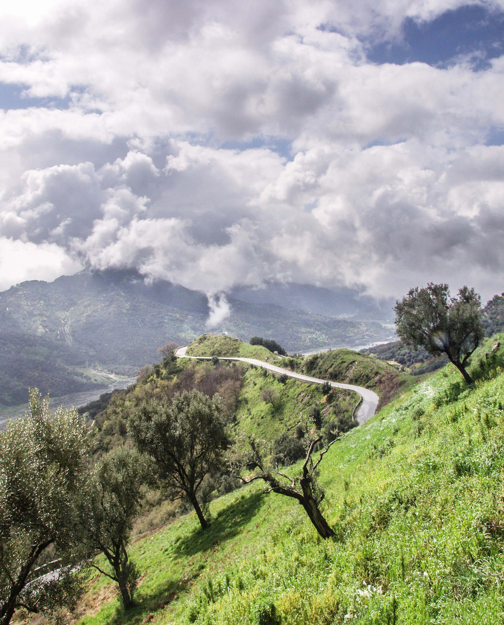 Big Clouds and Sky at Hills at road at Bagaladi at Calabria, Italy