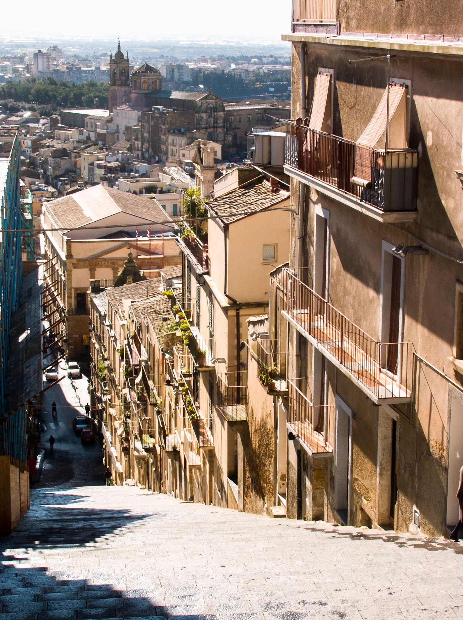 Steep street in city of Caltagirone, Sicily, Italy