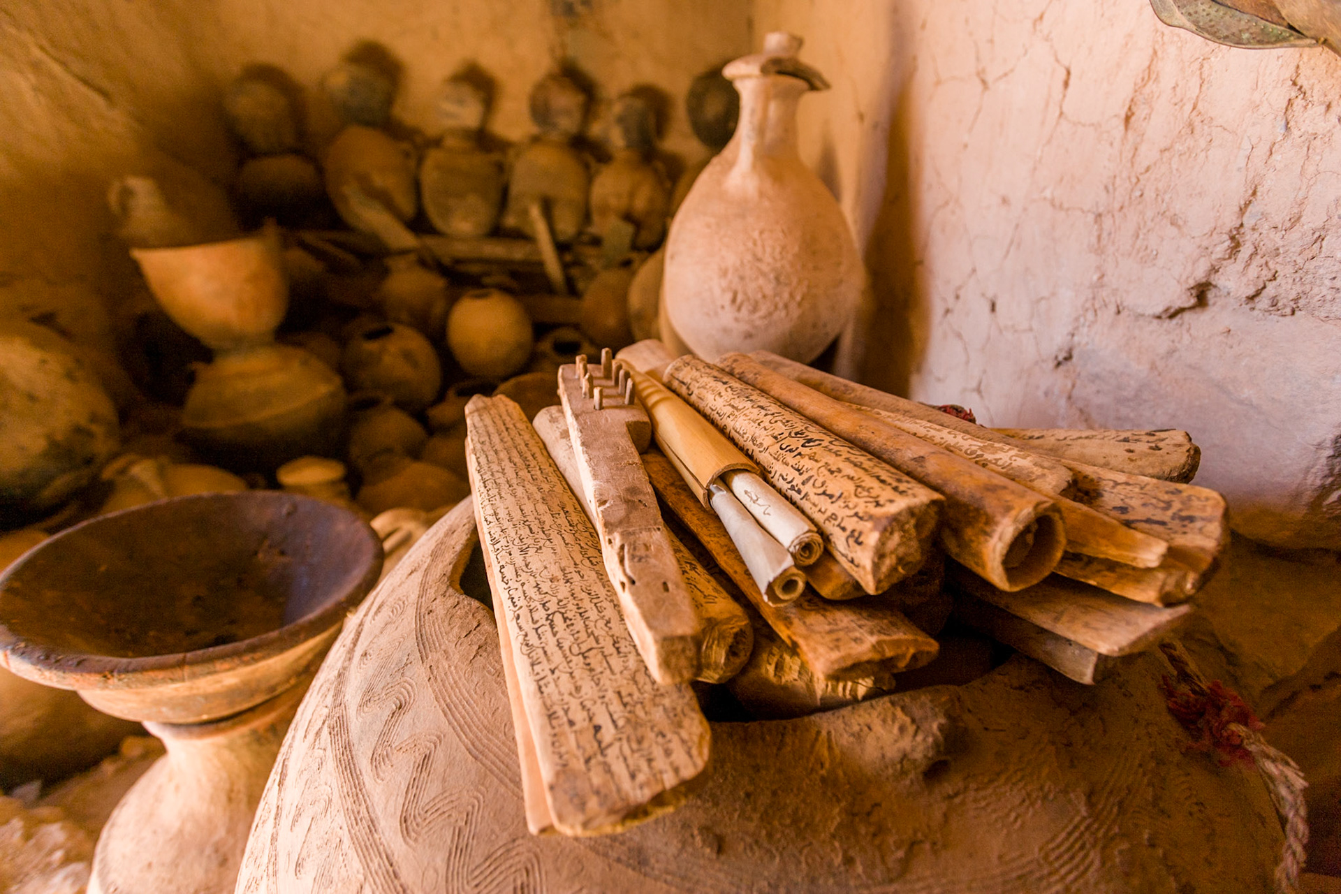 Historic tools etc. at Old castle at Amtoudi Id Aïsa, Morocco