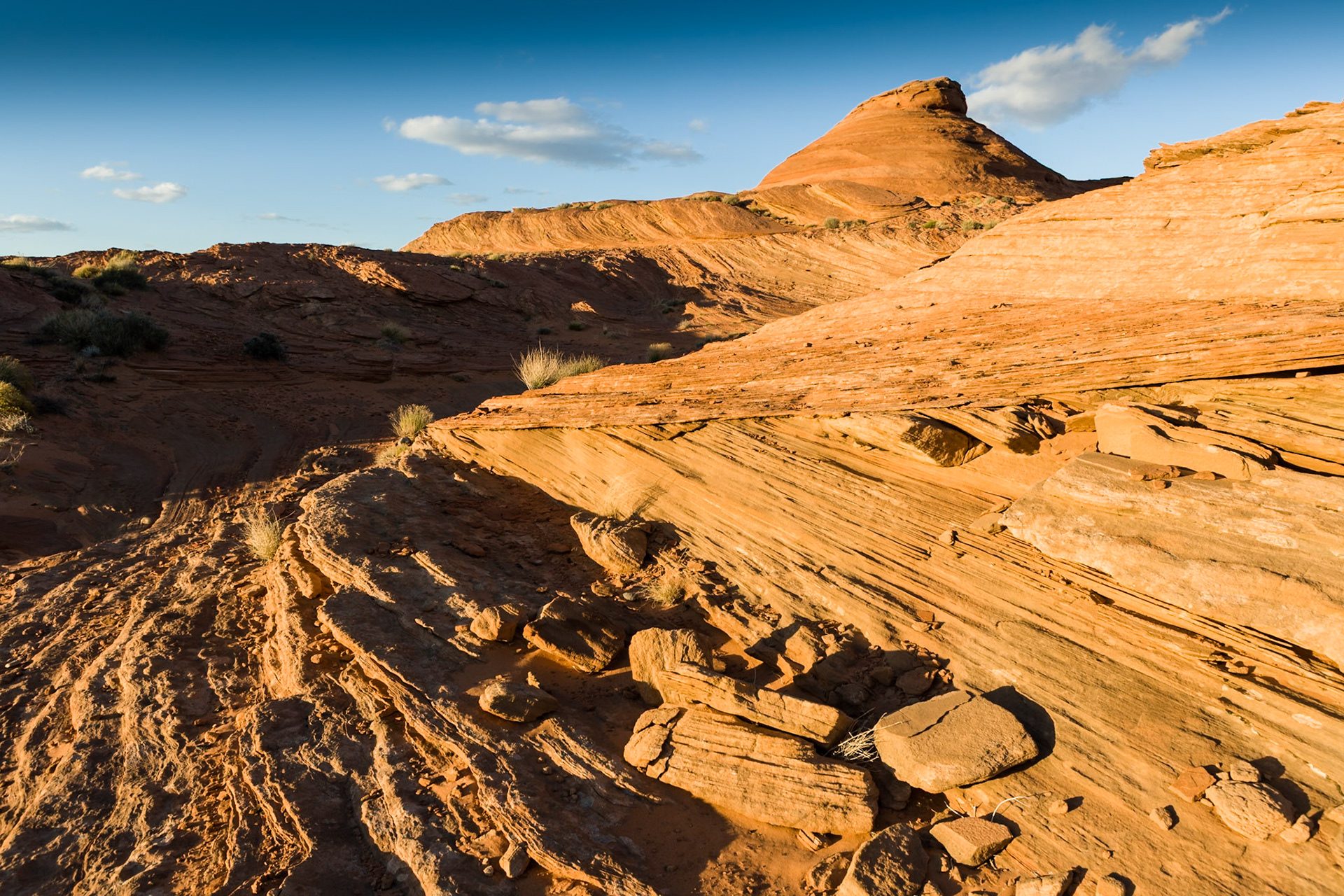 Sunset at Rock formations near Page, Arizona. Glen Canyon National Recreation Area, UT, USA