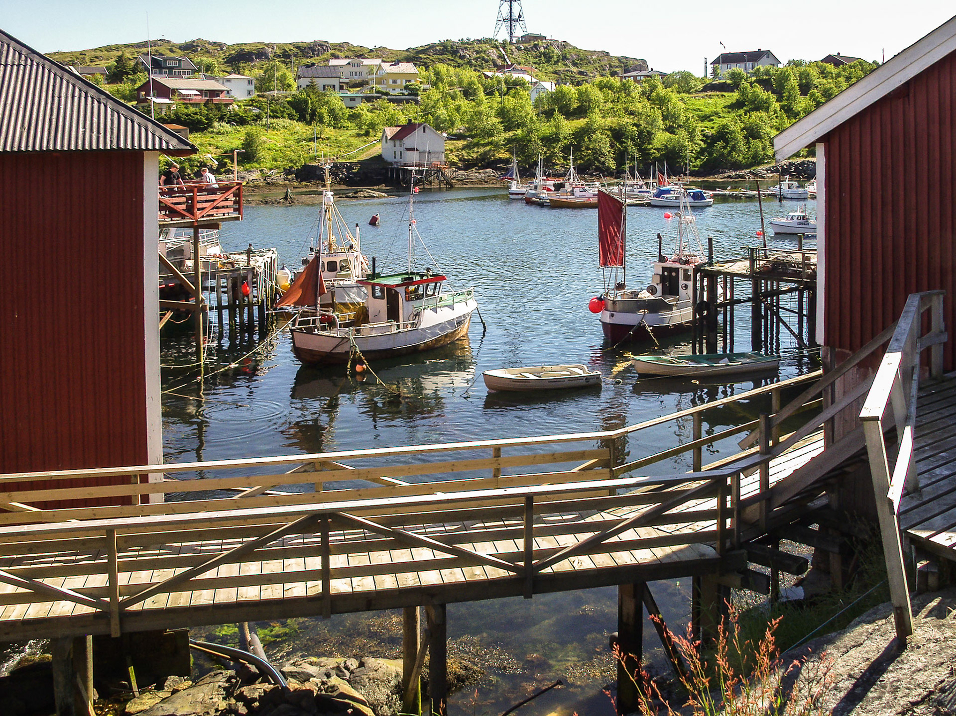 Fisher boats at the Harbor of the village Å, Lofoten, Moskenes, Norway