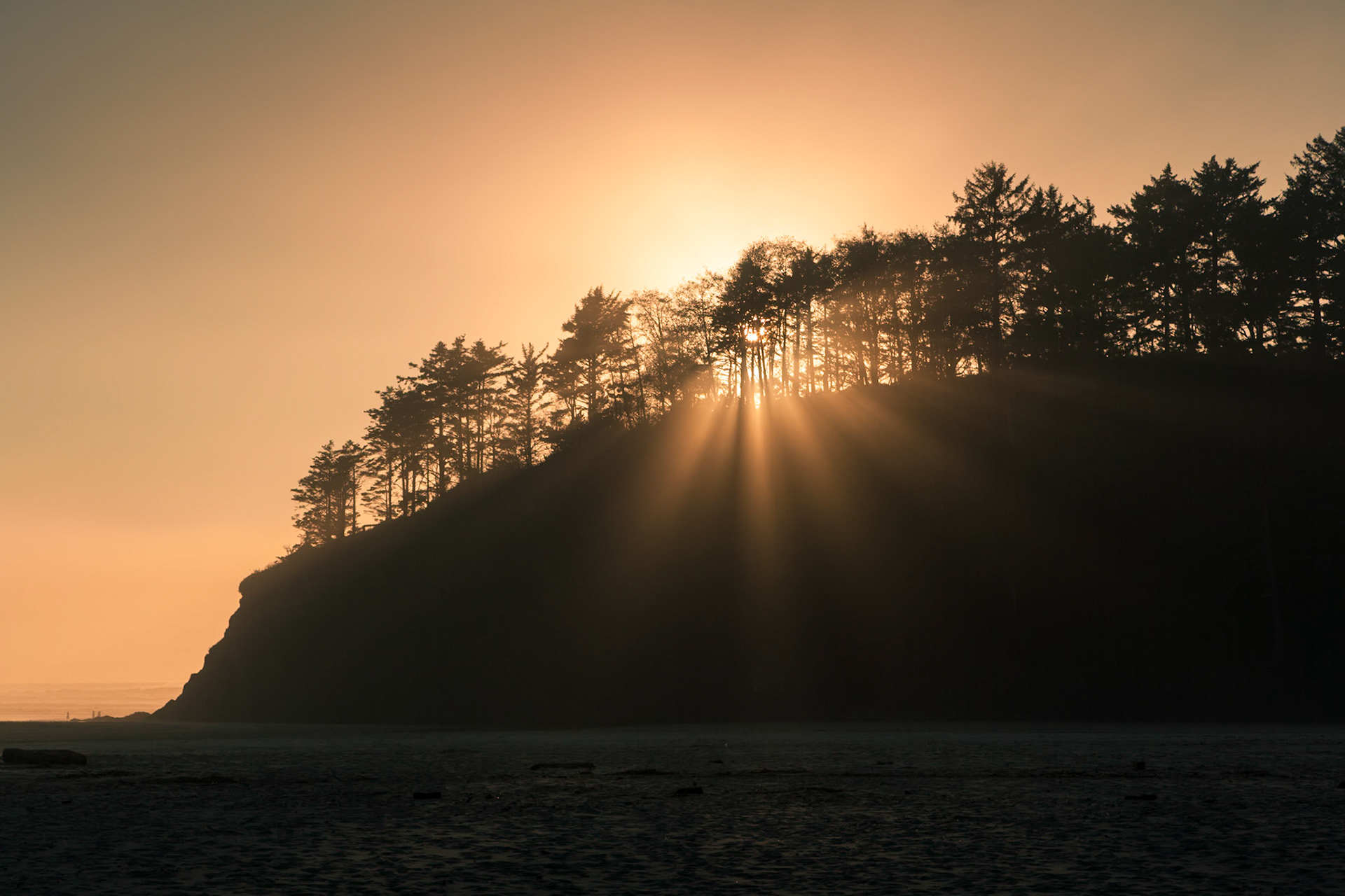 Sunset at Proposal Rock at South Beach at Neskowin, OR, USA