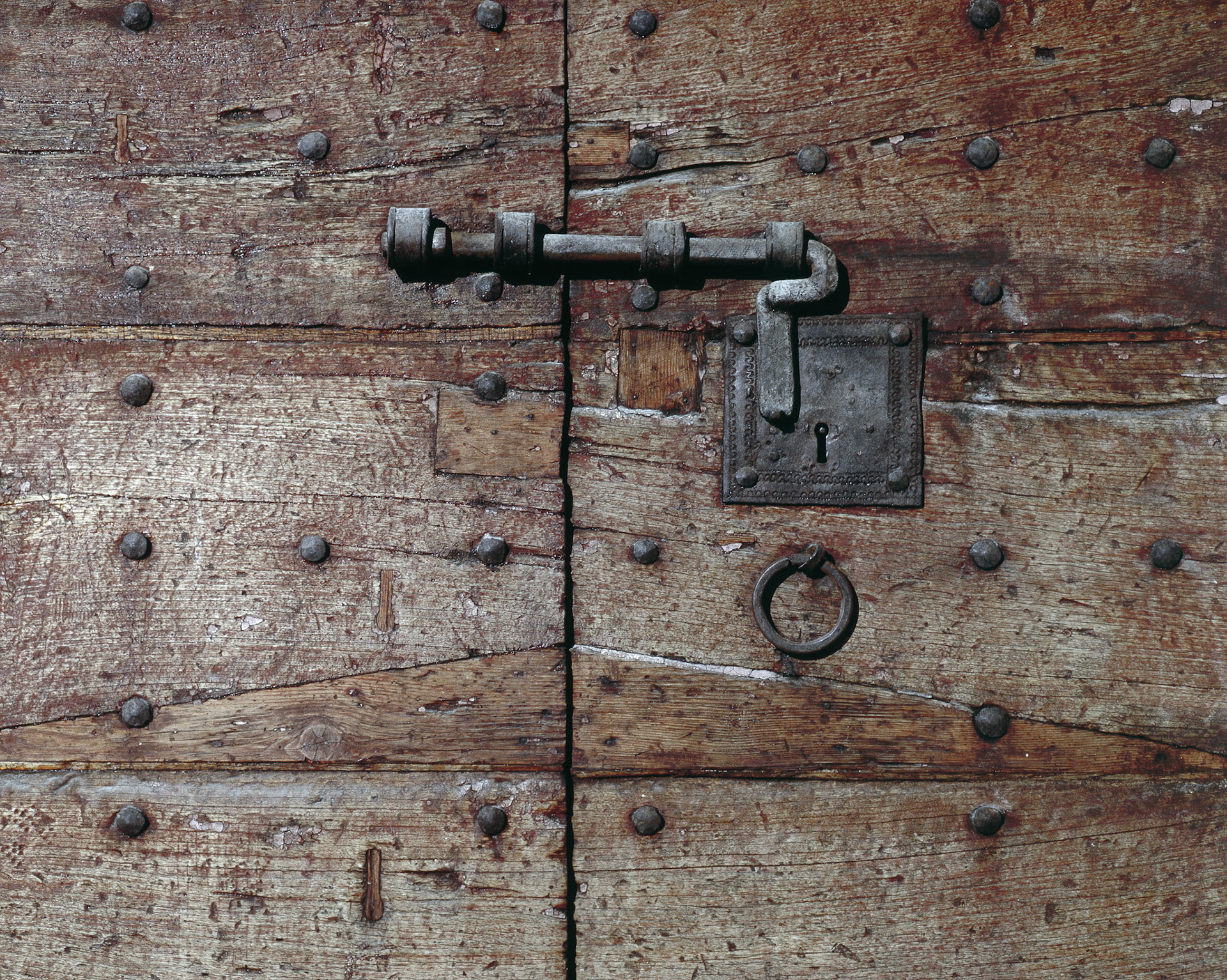 Wooden door with Iron Lock at Italy