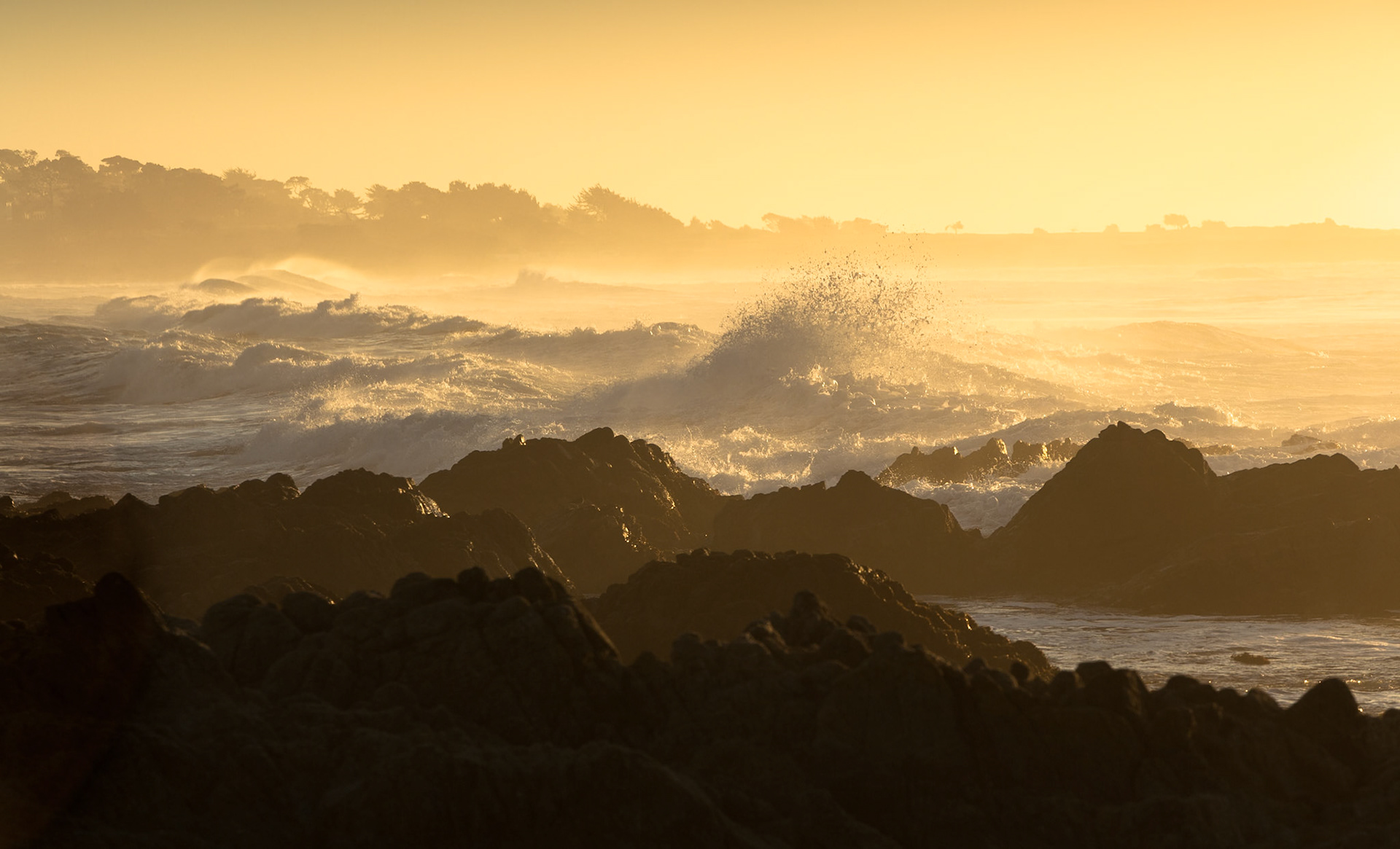 Sunset at Asilomar State Beach near Monterey, California, USA