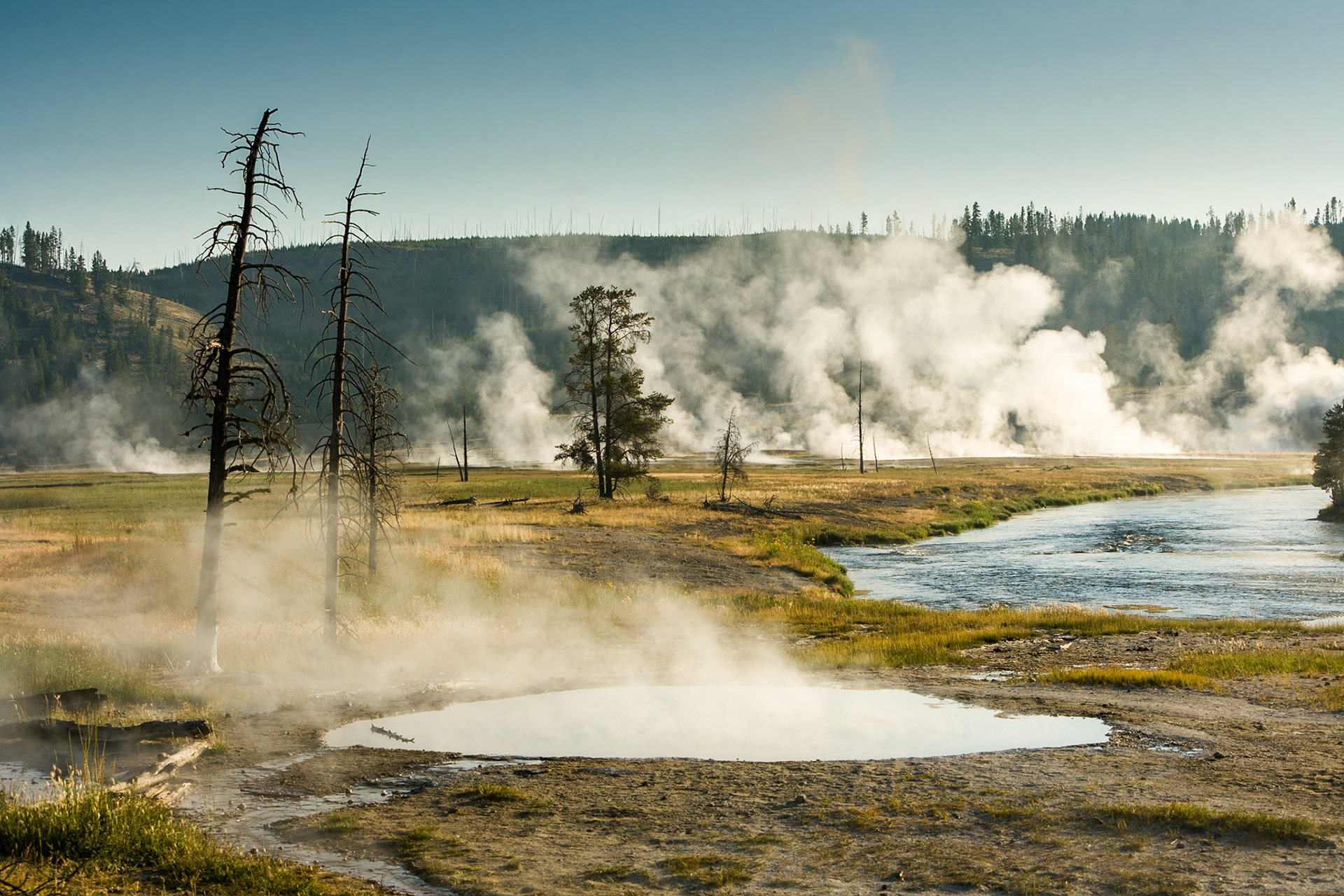 Midway Geyser Basin  in Yellowstone National Park Wyoming, USA