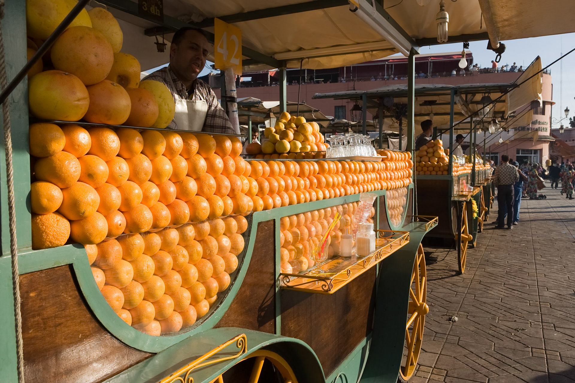 Orange juice carriage at Place Djamaa el Fna at Marrakech, Morocco