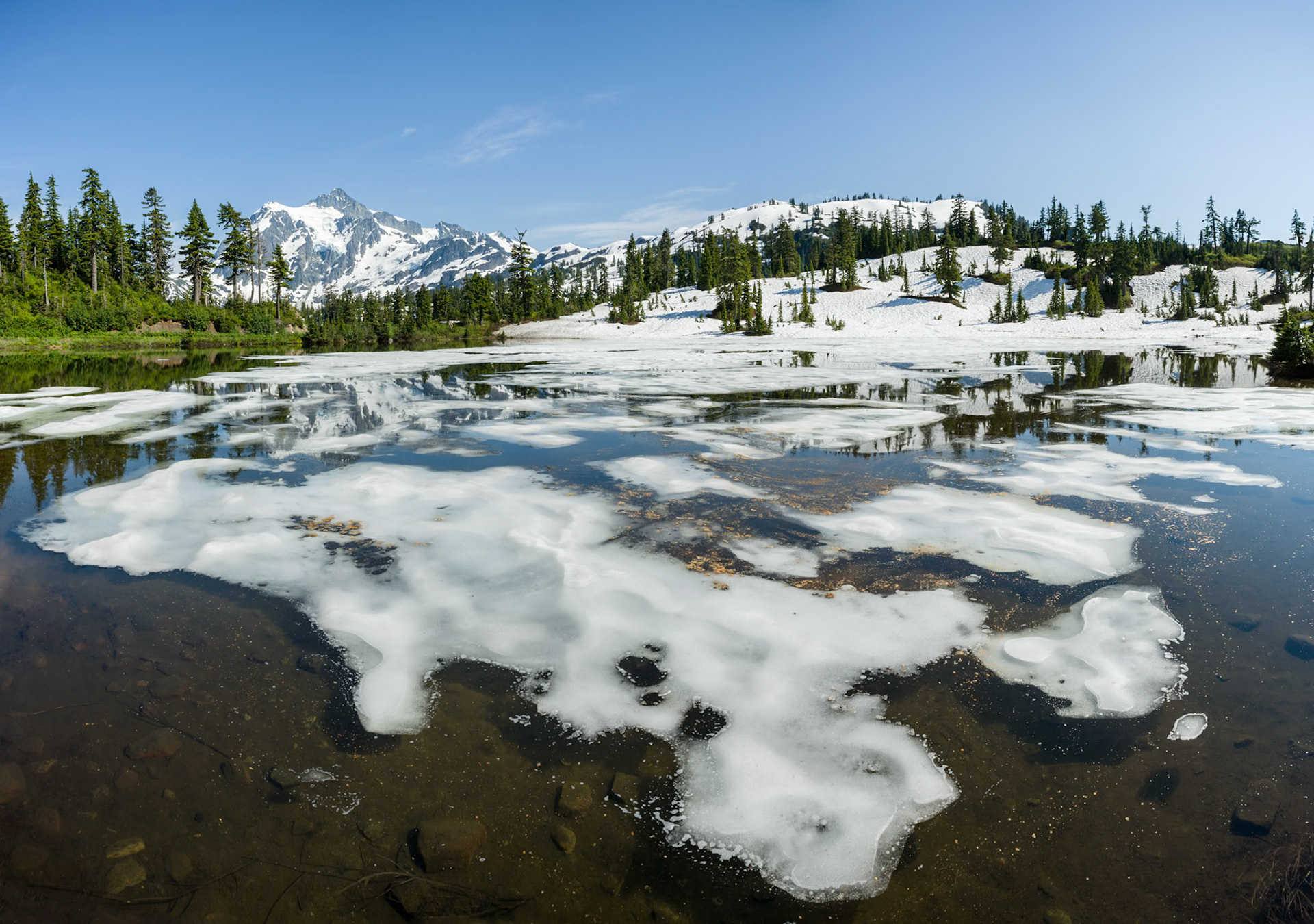 Mount Shuksan and Picture Lake at Mt Bake Hwy, WA, USA