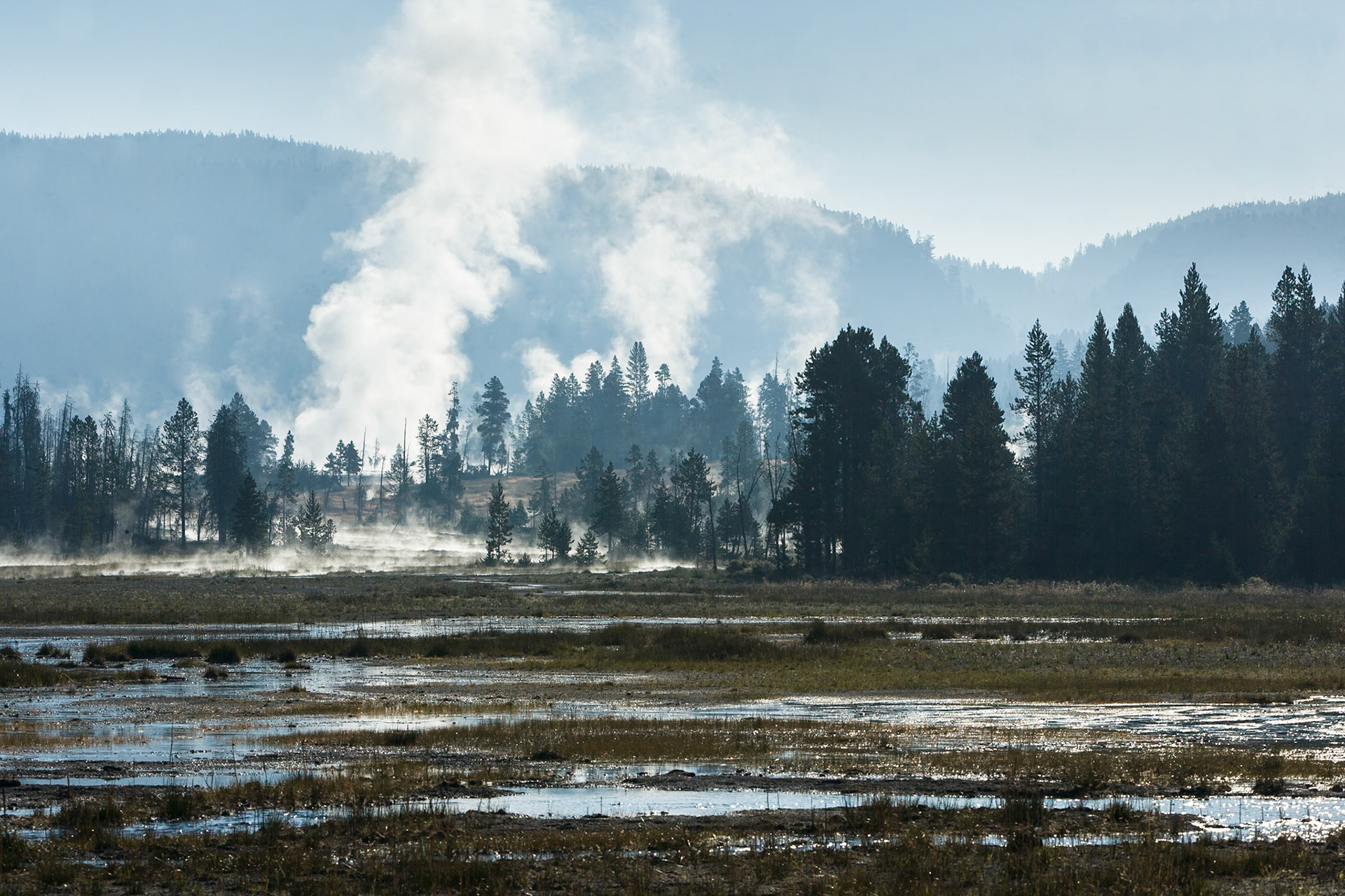 Firehole Lake Drive  in Yellowstone National Park Wyoming, USA
