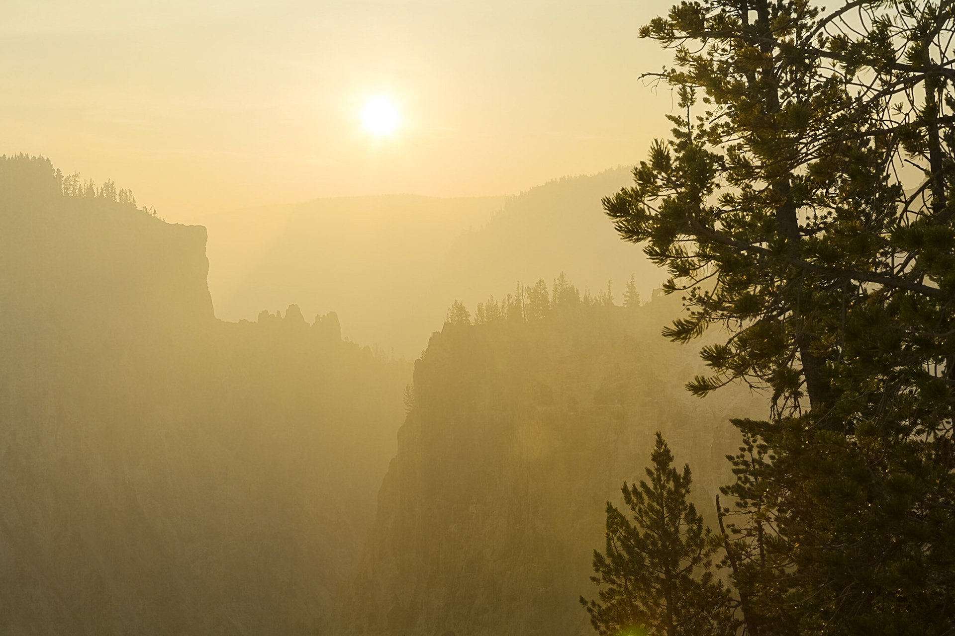 Sunrise in the Grand Canyon of Yellowstone National Park, Wyoming,