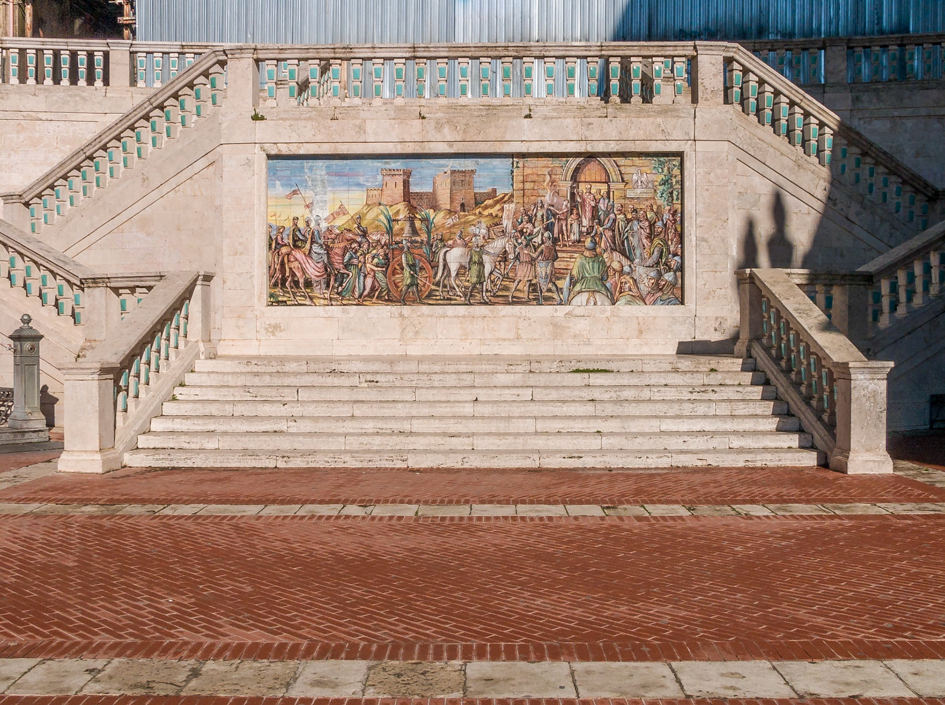 Banister at staircase and Old mosaic at Caltagirone, Sicily, Italy