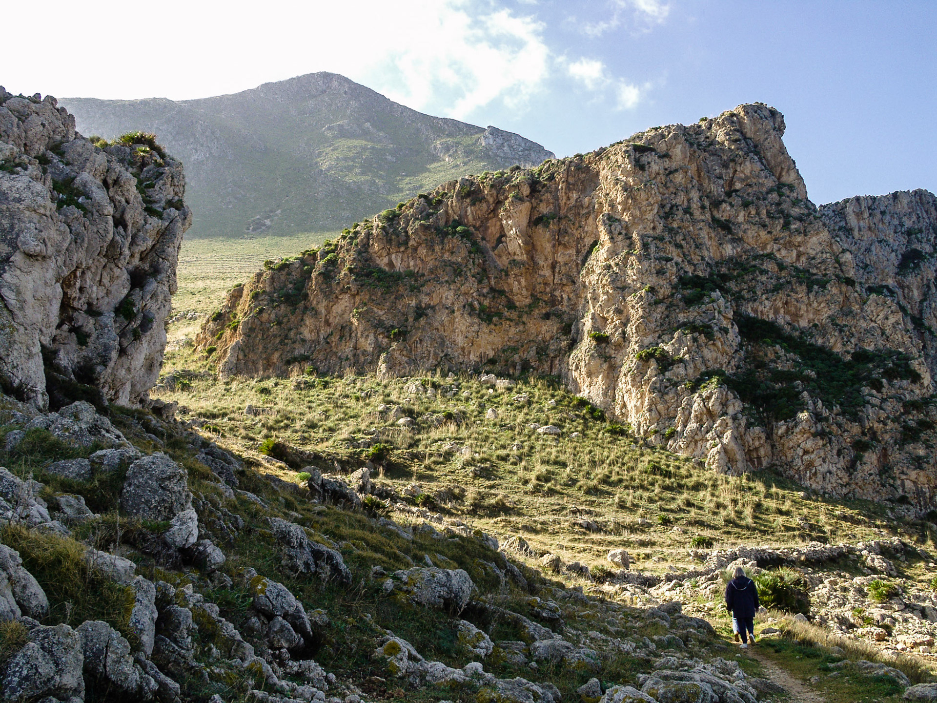 Woman hiking at Cofano, Sicily, Italy