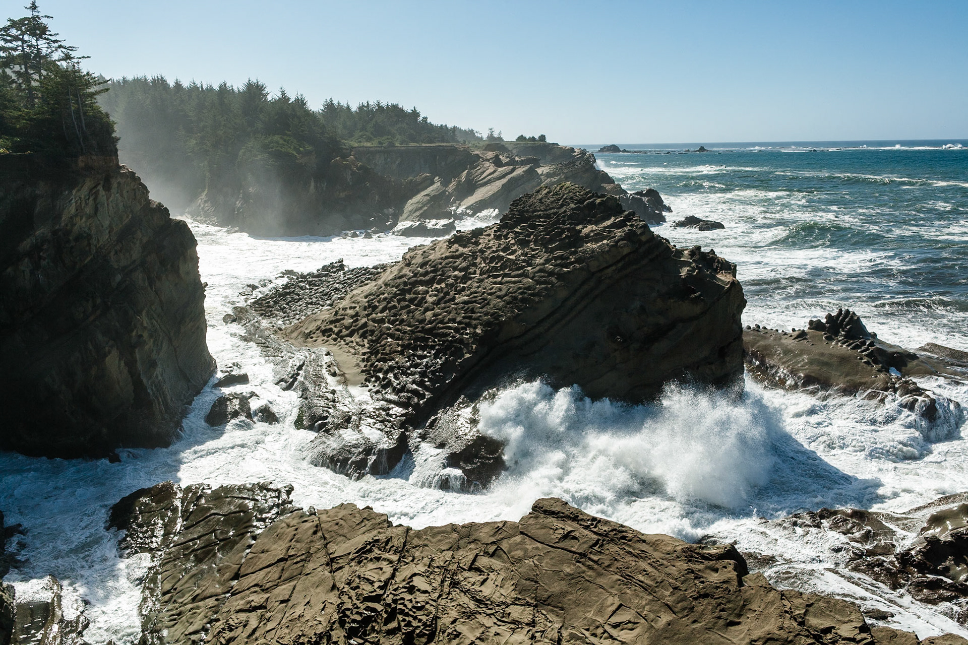 Ocean waves ay Shore Acres State Park, Oregon, USA