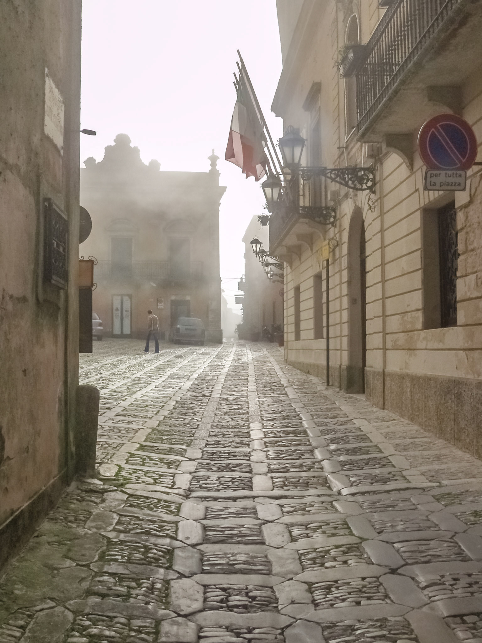 Fog in Erice, Sicily, Italy,