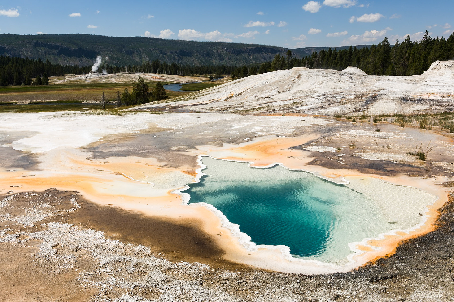 Very Graphic Result of chemicals in Yellowstone National Park near Old Faithfull Geyser, WY, USA