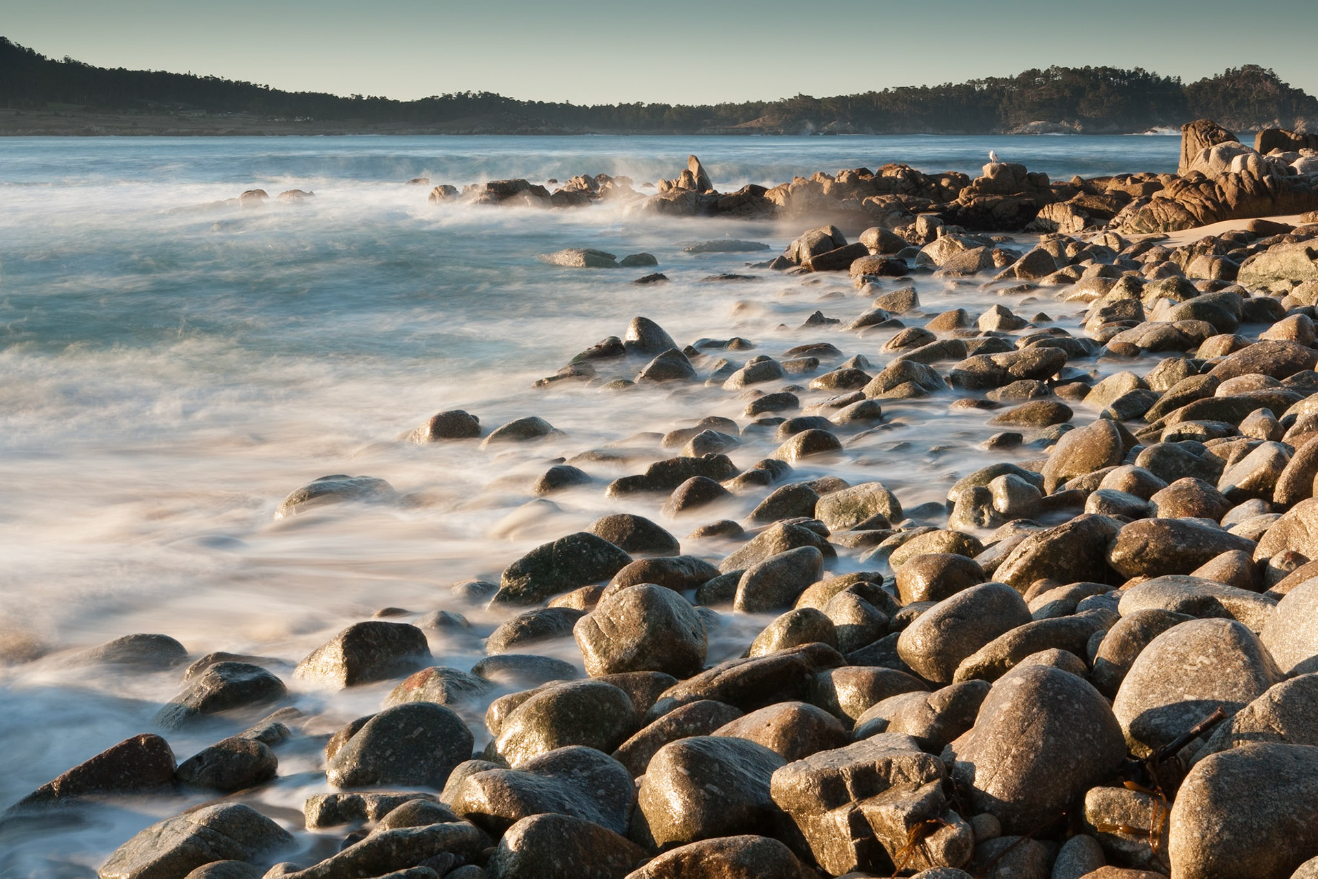 Sunrise at coast of Carmel, California, USA