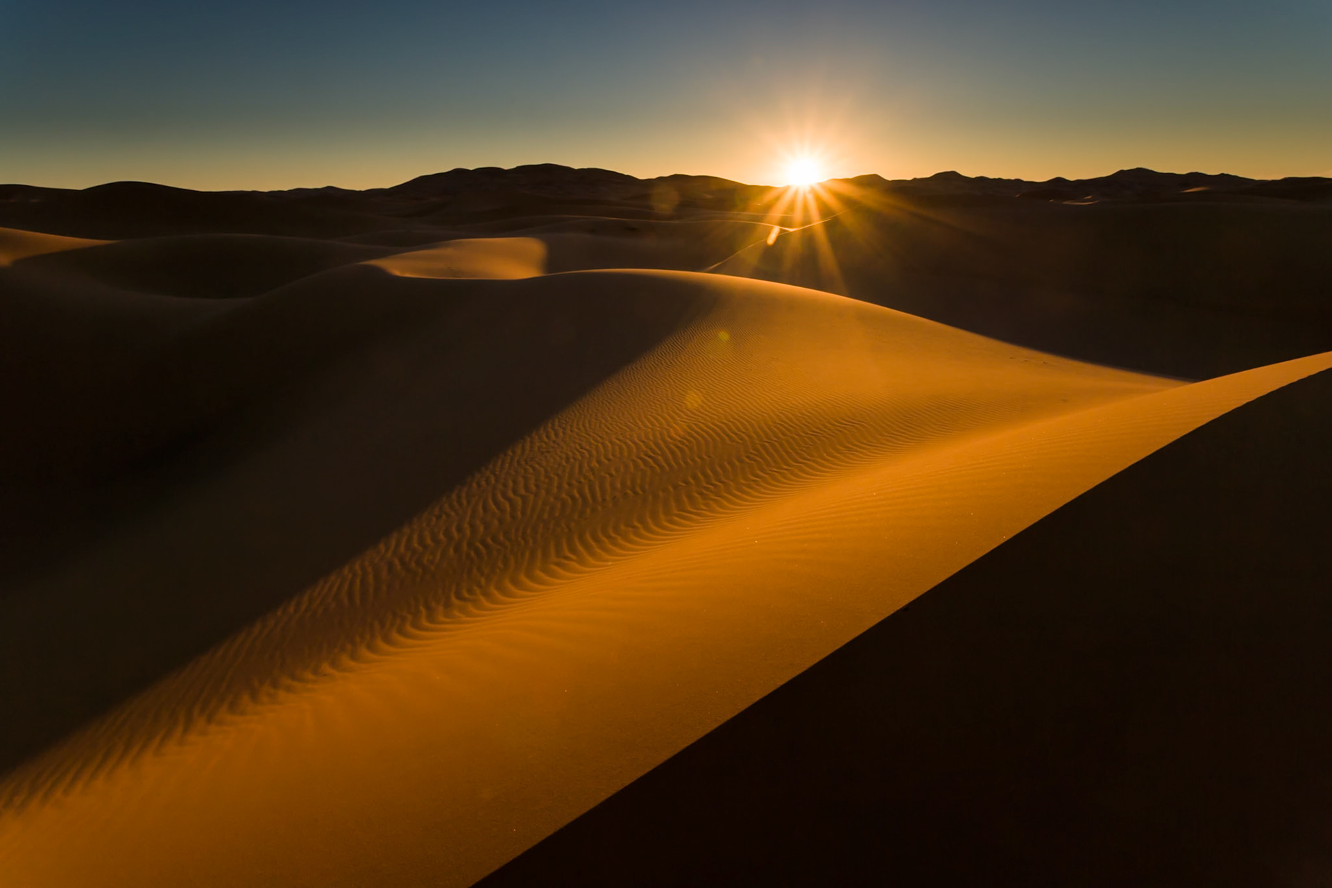 Sunrise at the Dunes of Hassi Labiad, Sahara, Morocco
