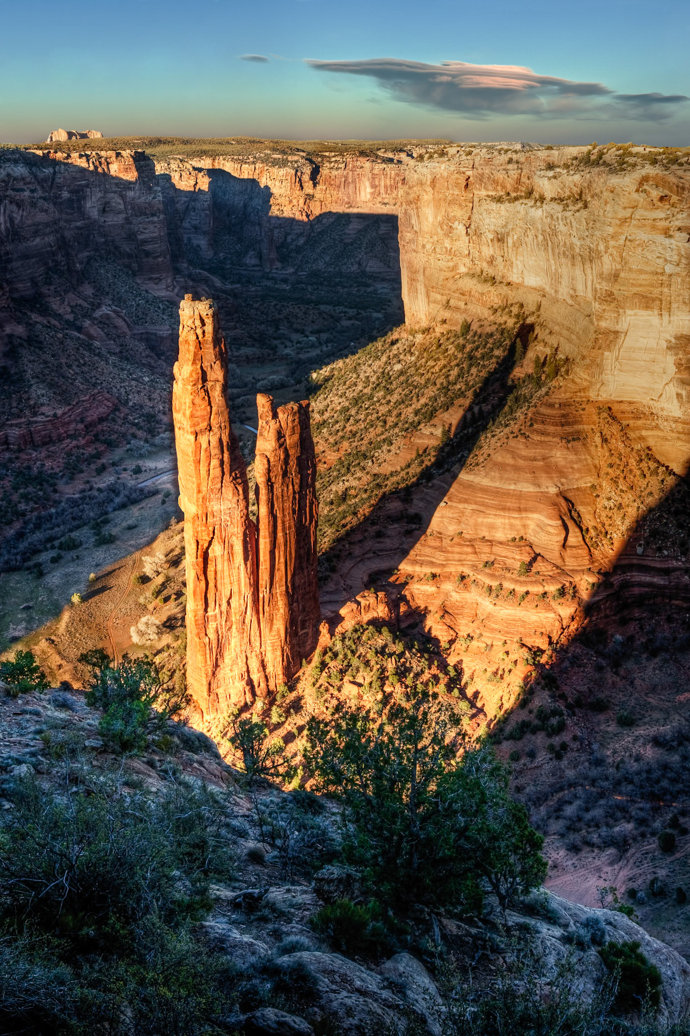 Sunset at Canyon de Chelley, Spider Rock Overlook, Arizona, USA