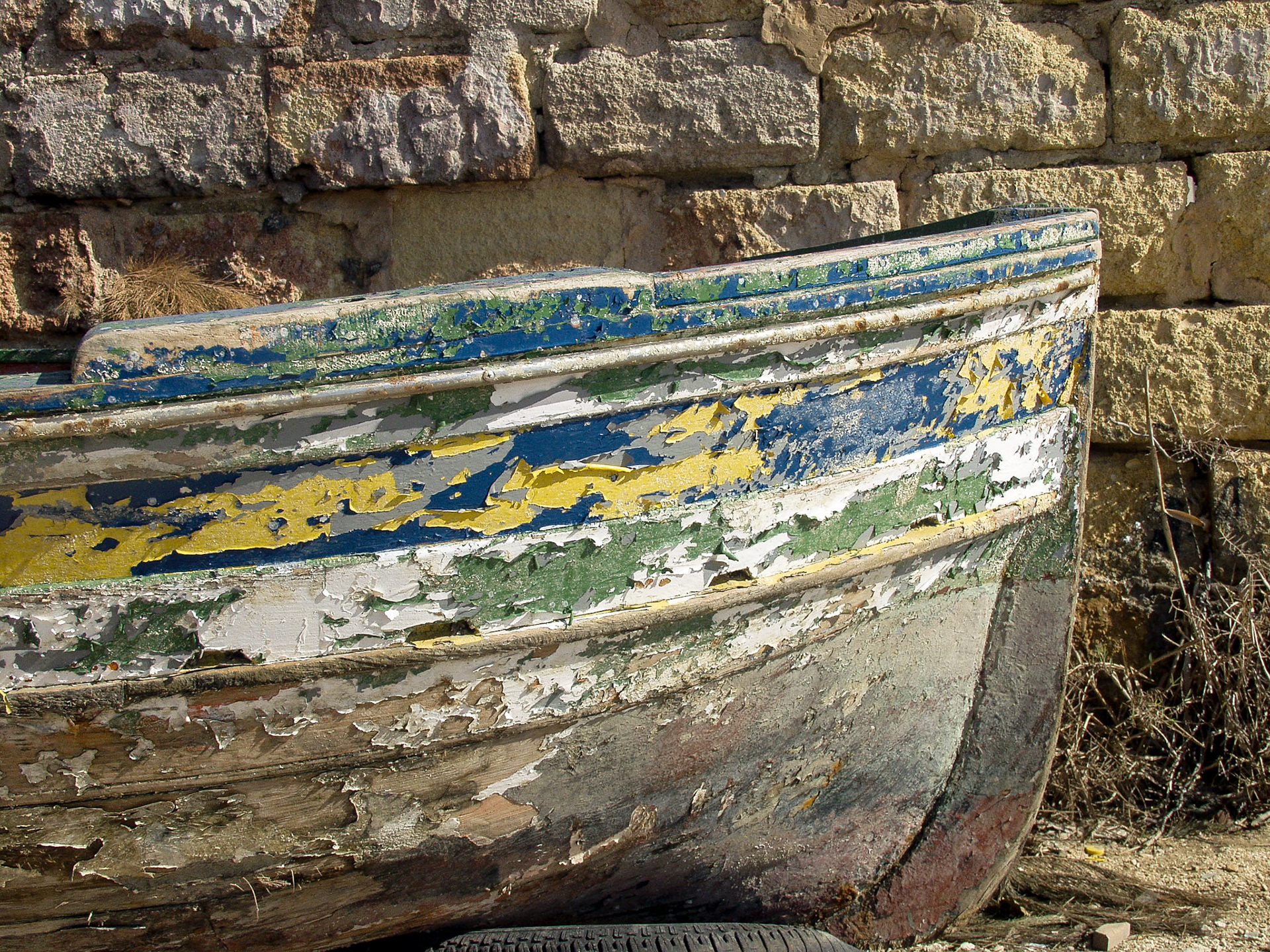 Graphical Old boat at Trapani, Sicily, Italy