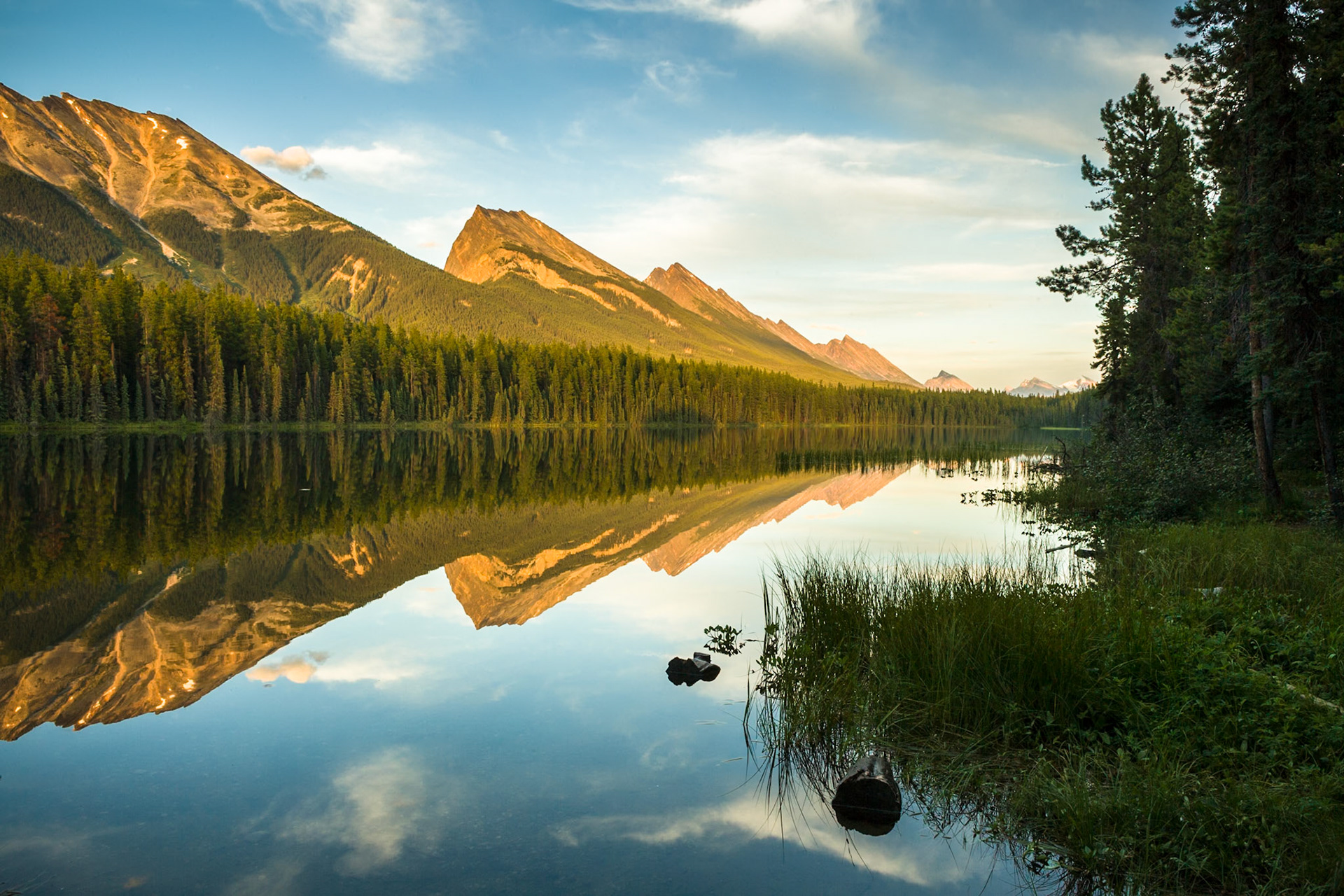 Sunset at Honeymoon Lake, Jasper Nat'l Park, Alberta, CA