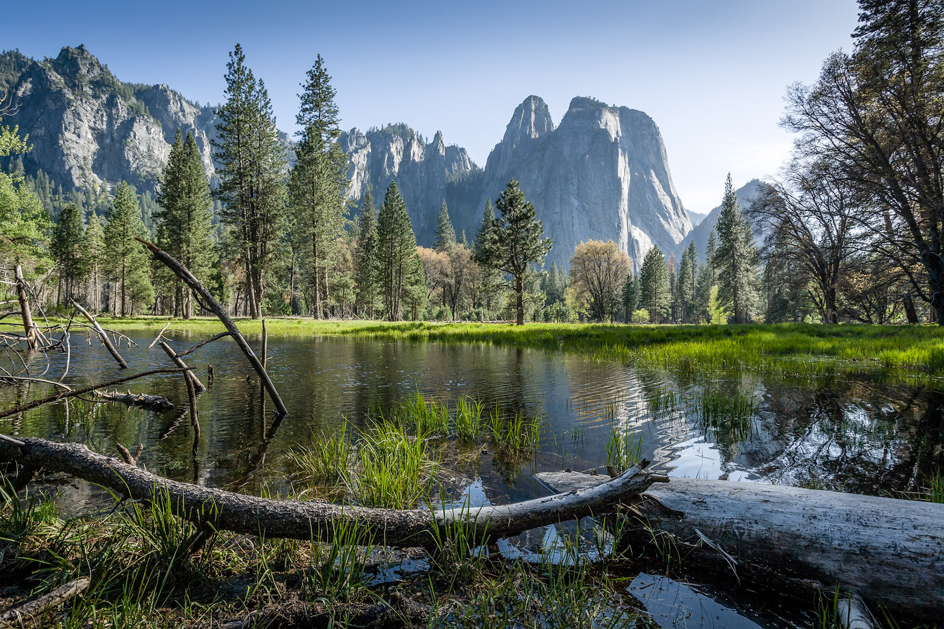 Cathedral Rocks from the North side drive in Yosemite Nat'l Park, CA, USA