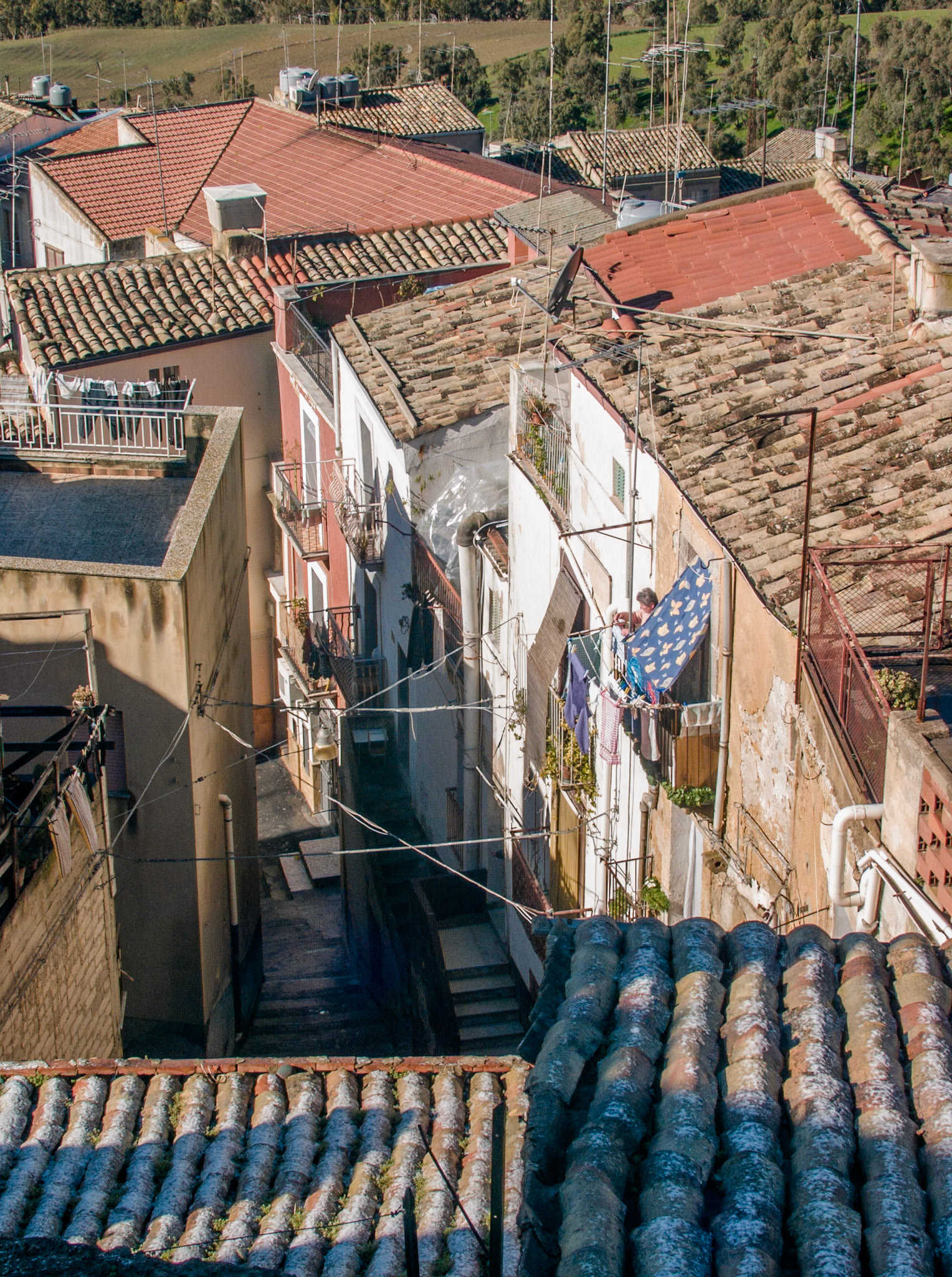 Roofs and Houses from a small street at Caltagirone, Sicilt, Italy