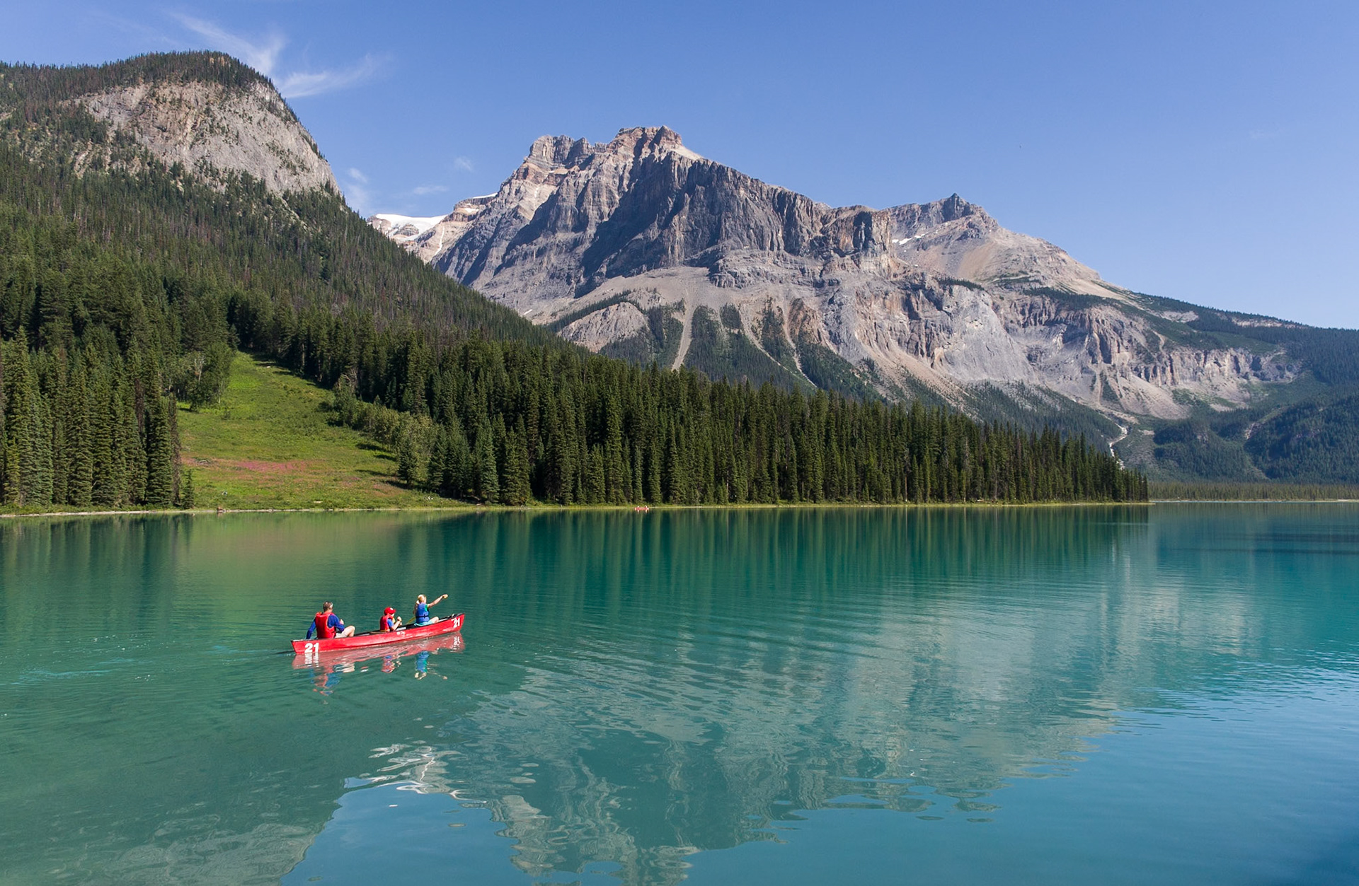 Red Canoe at Emerald Lake, Yoho National Park, BC, CA