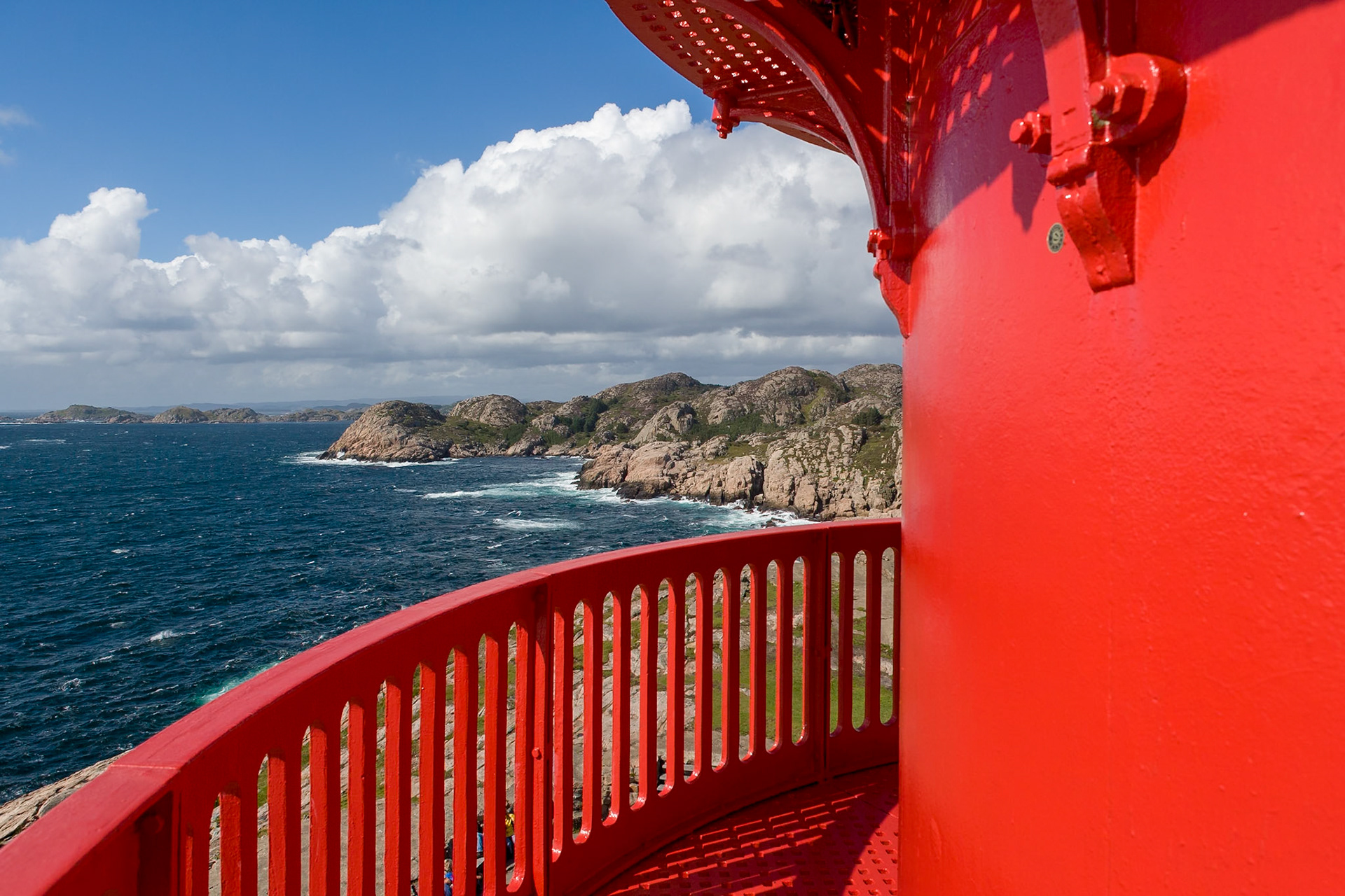 Rocky coastline of Lindesnes with Lighthouse at the most southern part of Norway