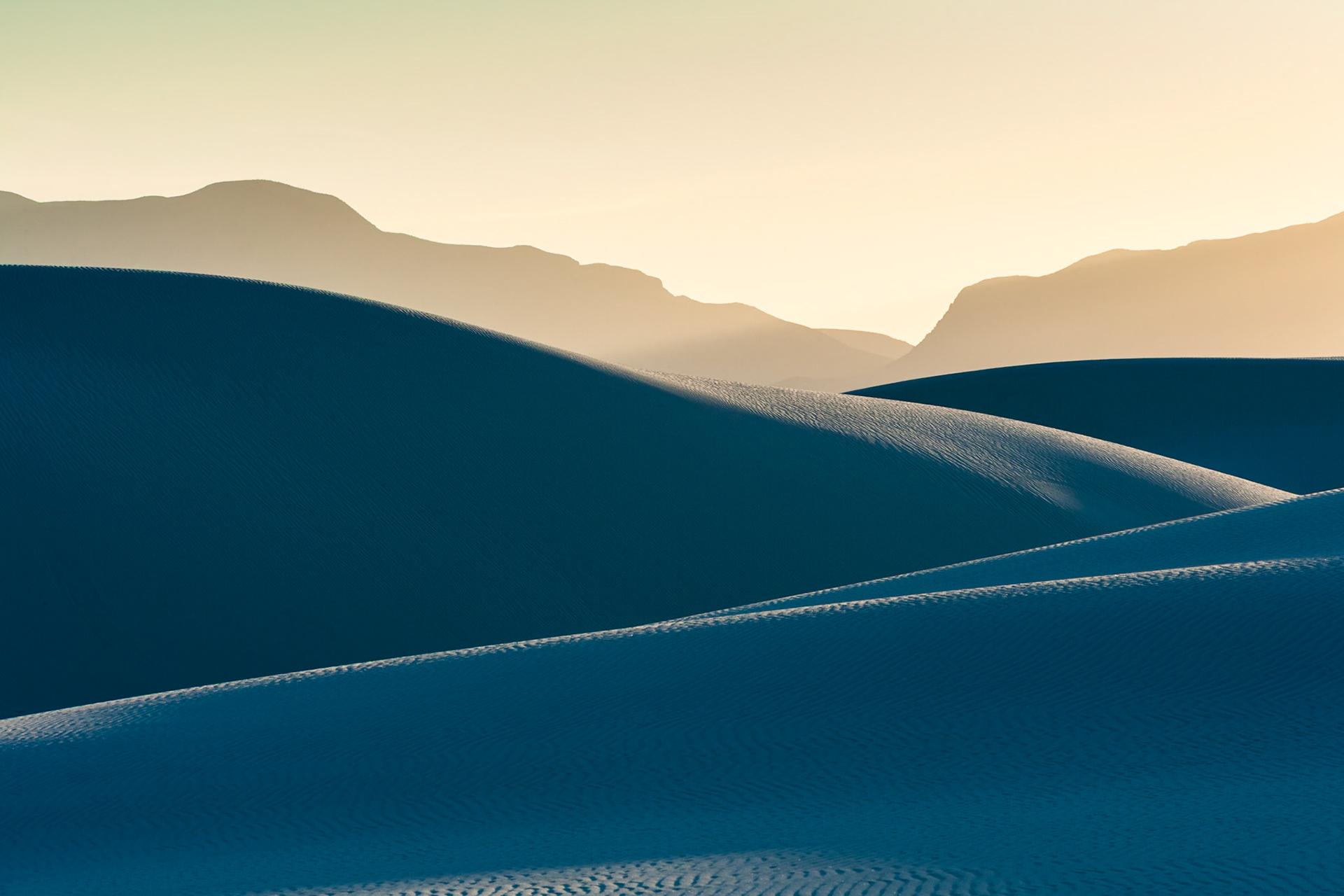 White Sand Dunes National Monument at sunset, New Mexico, USA
