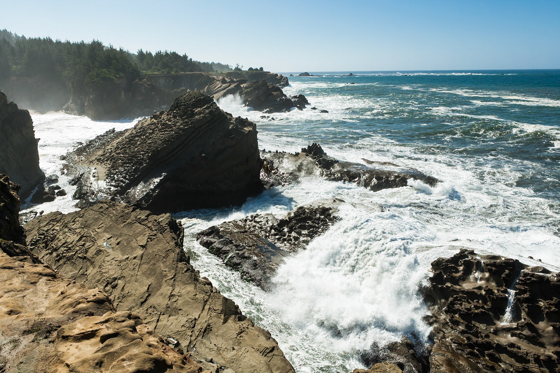 Ocean waves ay Shore Acres State Park, Oregon, USA